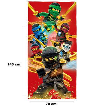 BERONAGE Strandtuch Lego Ninjago Badetuch Champion Fire Rot 70x140, 100% Baumwolle (1-St), Frottee in Velours-Qualität