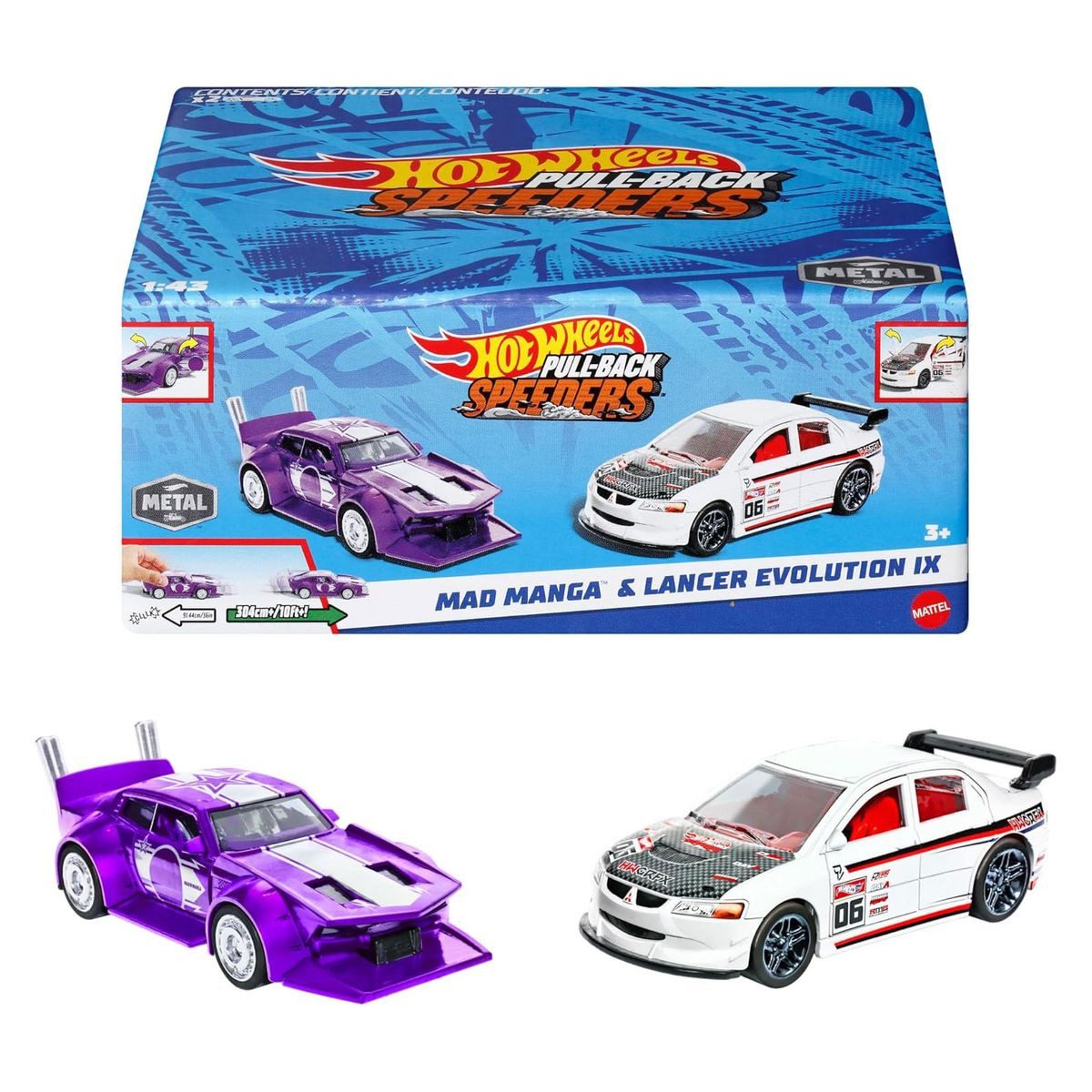 Mattel® Spielzeug-Auto Mattel HPR91 - Hot Wheels - Pull-Backs 2-Pack, versc günstig online kaufen
