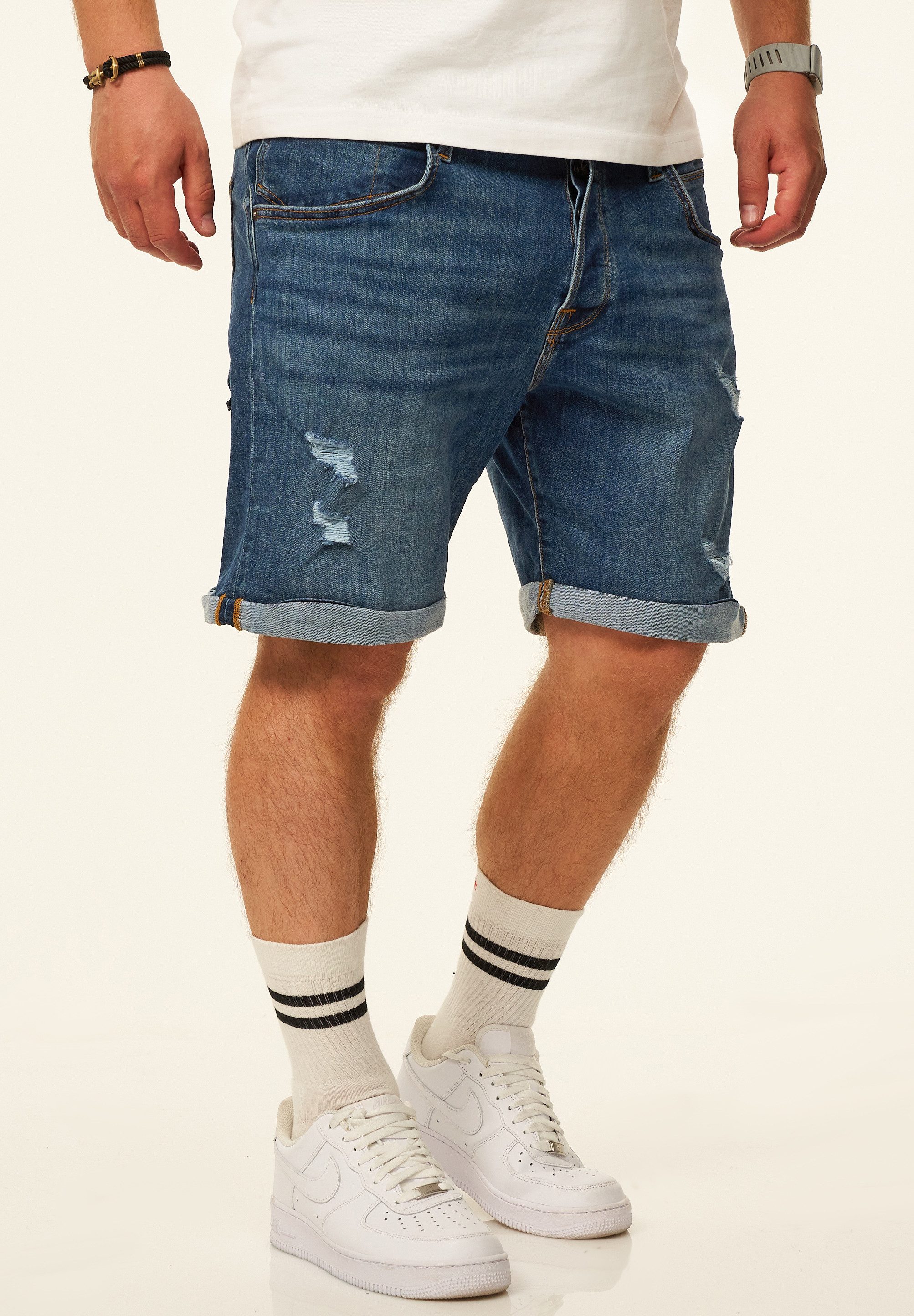 Jack & Jones Jeansshorts RICK Kurze Hose Original Denim mit Stretch Kurze Jeanshose im Destroyed Look & Regular-Fit für Herren – Bild 3 von 5