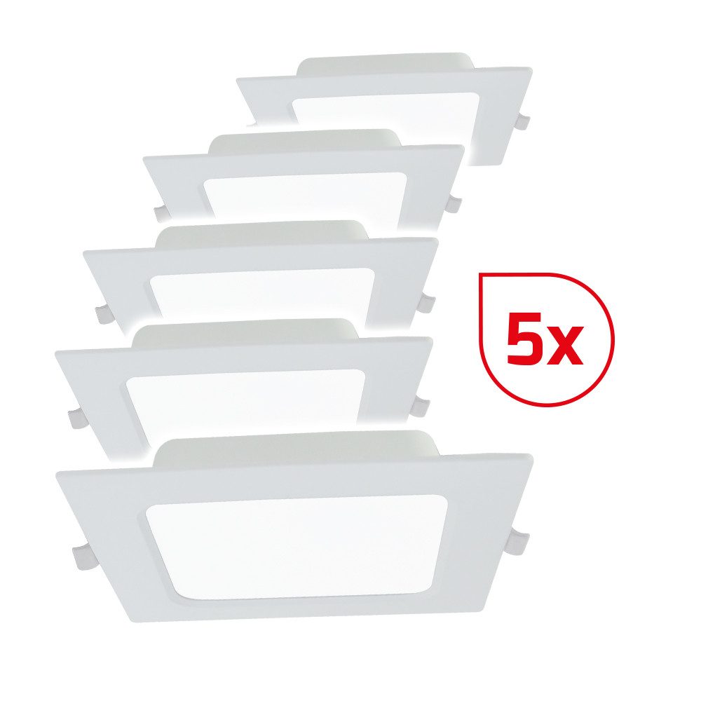 DOTLUX Smarte LED-Leuchte DOTLUX LED-Einbaupanel SQUAREeco IP20 16W 3000K 175x175mm Set 5 Stück