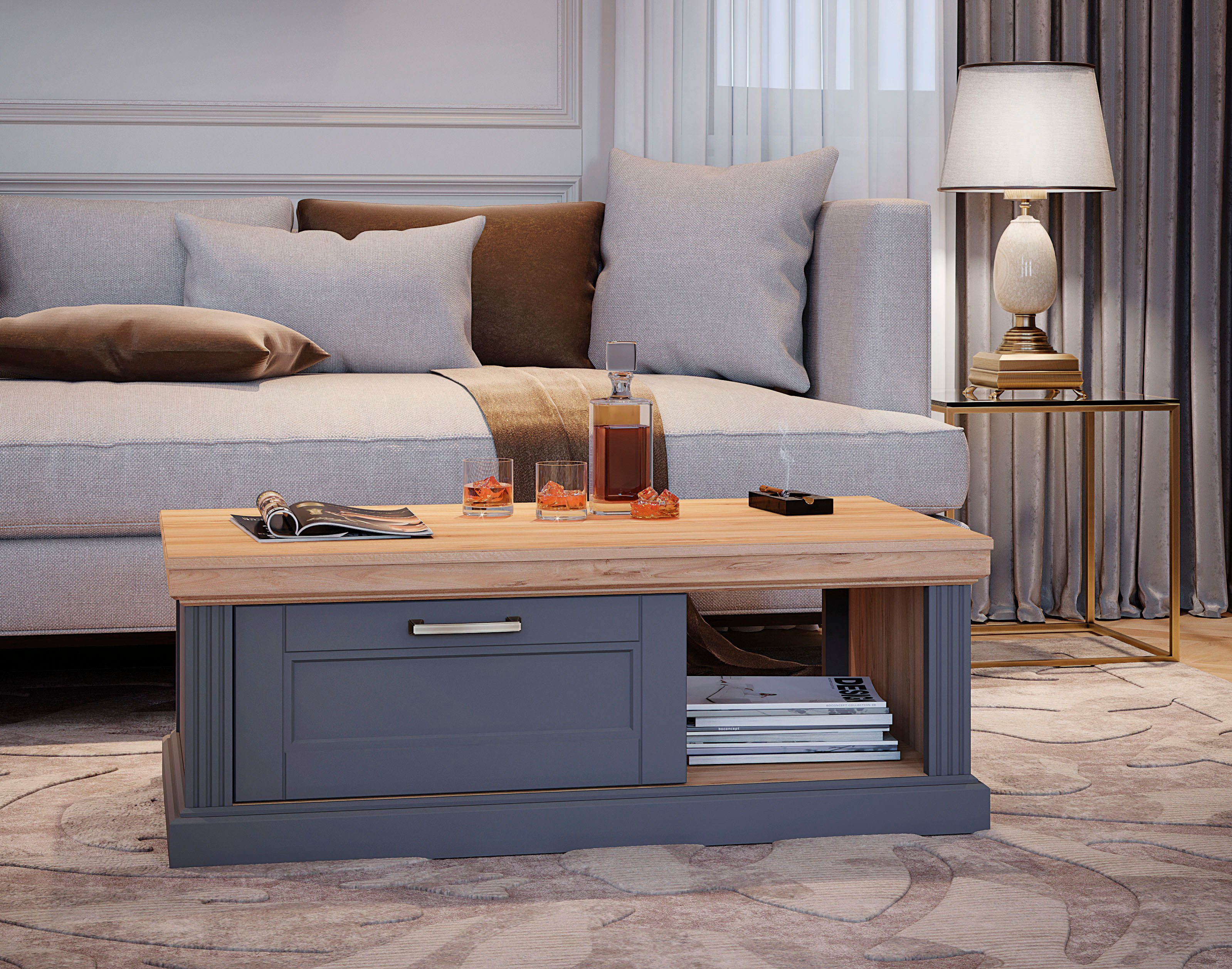 OTTO home Couchtisch Tara (H/B/T): 40/110/61cm), mit Soft-Close-Funktion, mit Rollen und Stauraum