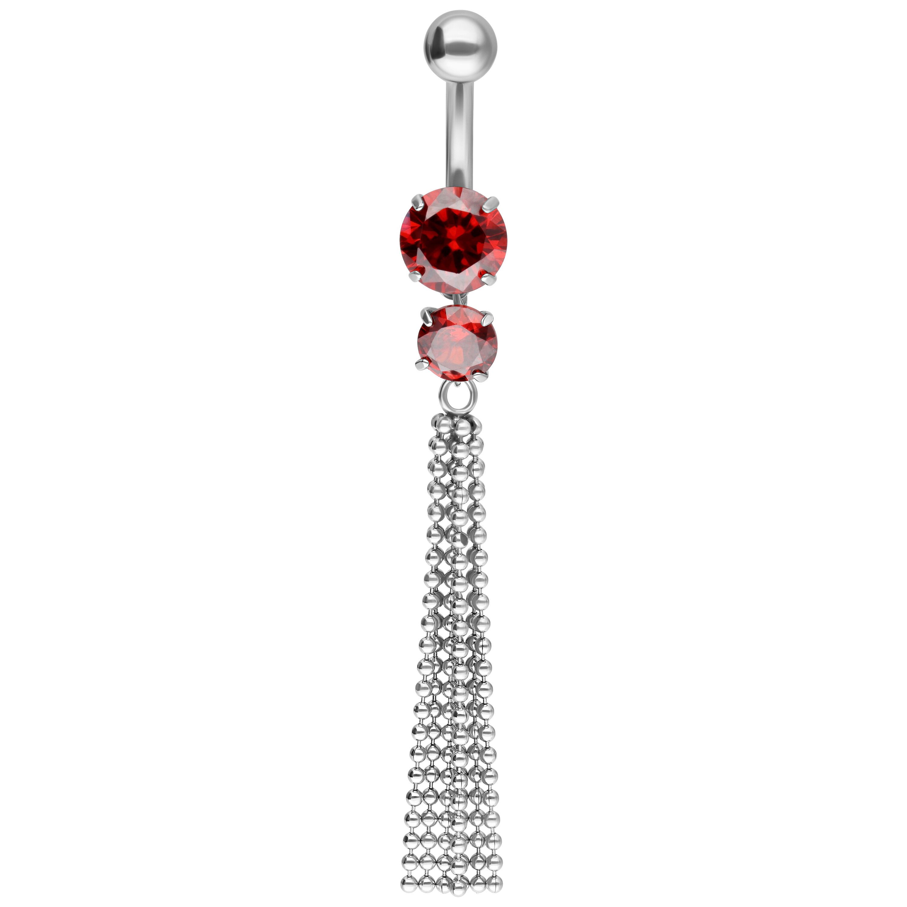 Wildcat Bauchnabelpiercing Maharani Ruby Veil Bananabell für Bauchnabel, 1 Stück, Titan Grad 23 - wasserfest, hautverträglich, Silber