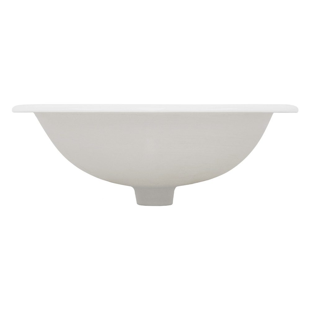 LuxeBath Waschbecken Aufsatzwaschbecken Keramik mit Ablaufgarnitur Waschbecken mit Überlauf, Keramik Weiß 57x48,5x19,5cm Oval inkl. Ablaufgarnitur mit Überlauf – Bild 3 von 5
