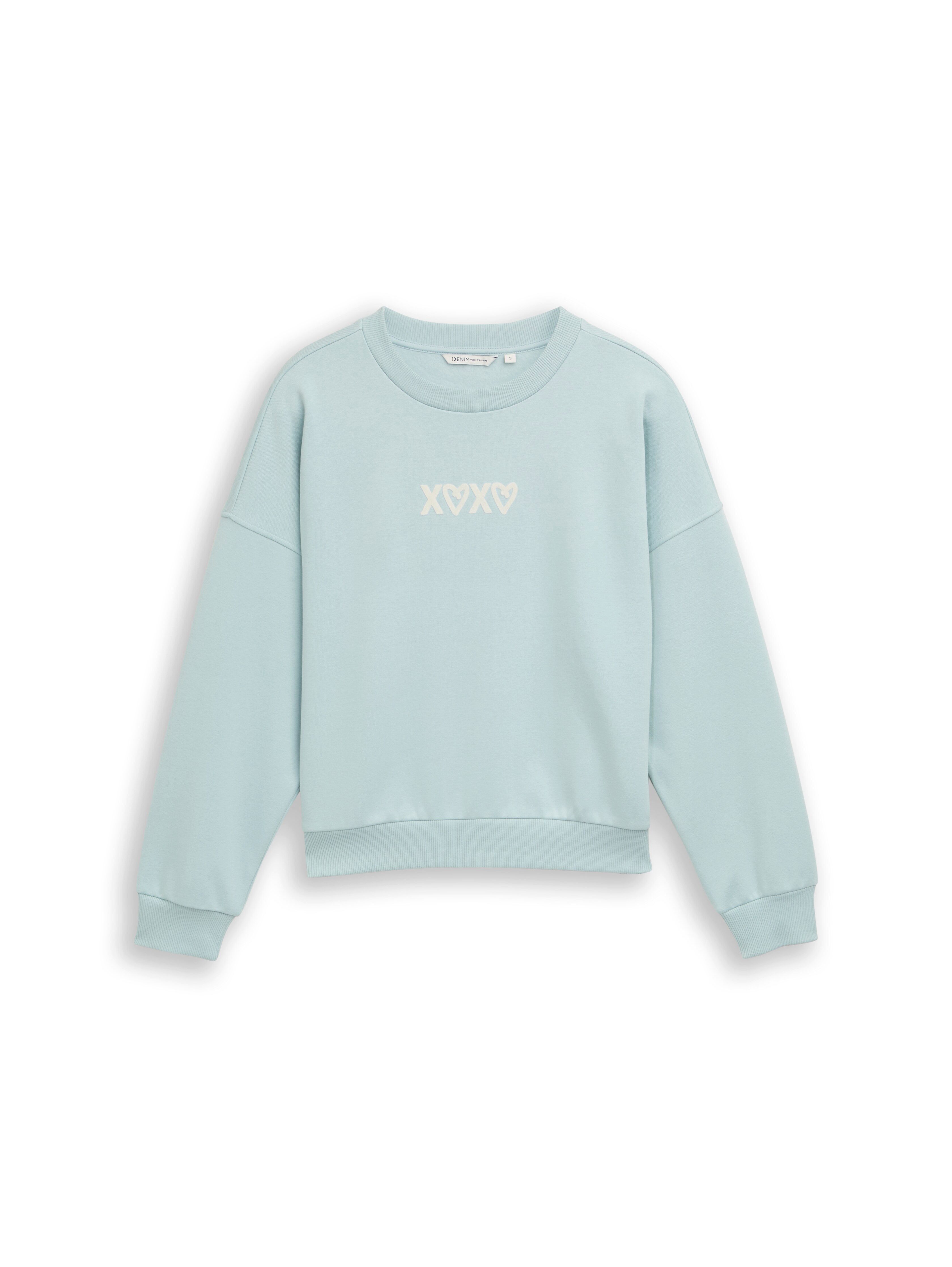 TOM TAILOR Denim Sweatshirt Rundhals, bequeme Passform, bedruckt