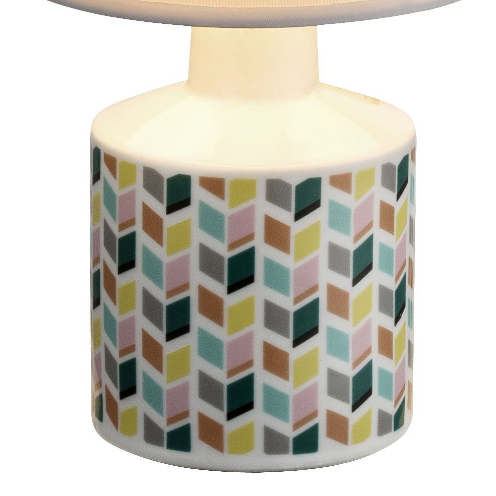 Warmweiß, im dimmbar Set Keramik inklusive, Tisch Leuchte Fernbedienung LED Farbwechsel, Lese Leuchtmittel Lampe Tischleuchte, Textil etc-shop