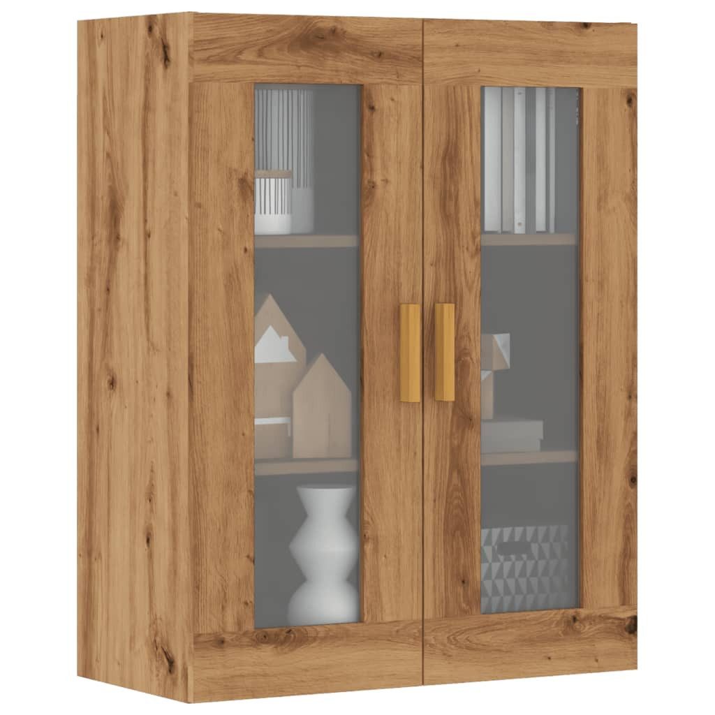 vidaXL Hängeschrank NA Hängeschrank Wandschrank Artisan-Eiche 69,5x34x90 cm Glas Vitrine