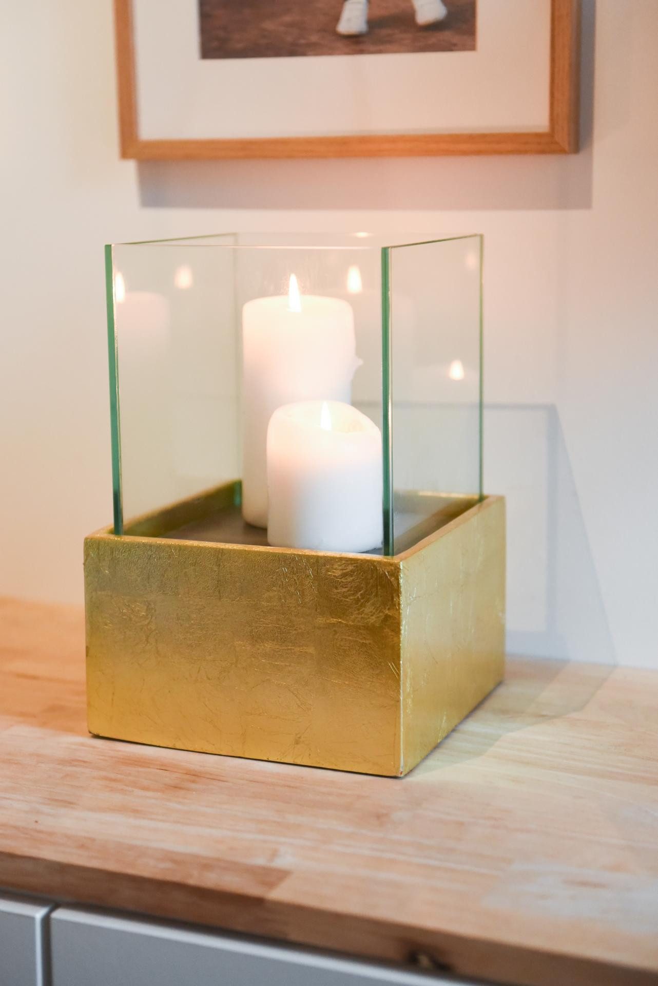 VIVANNO Windlicht Fiberglas CANDELITA - Gold günstig online kaufen