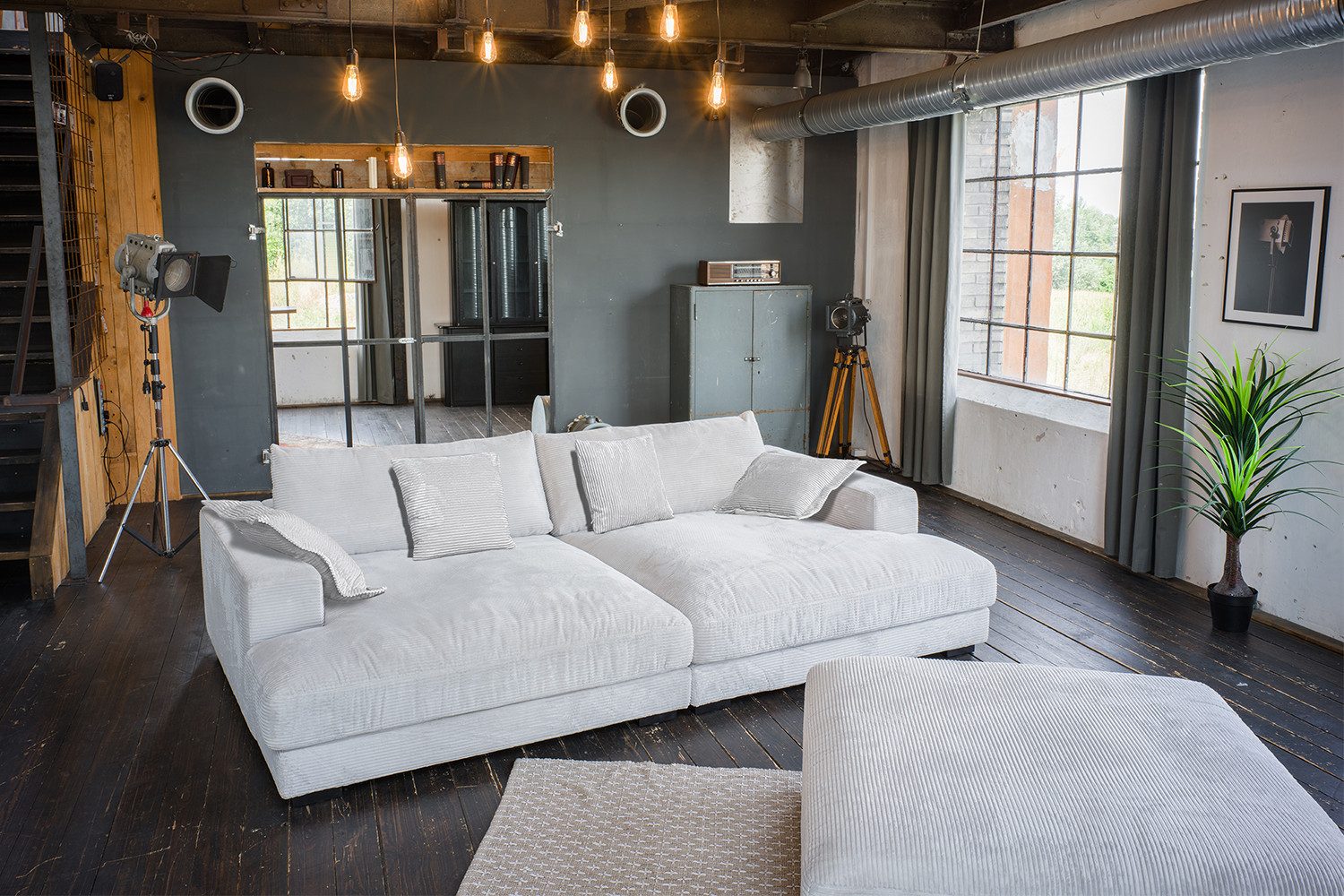 KAWOLA Big-Sofa MADELINE, Couch mit Hocker günstig online kaufen