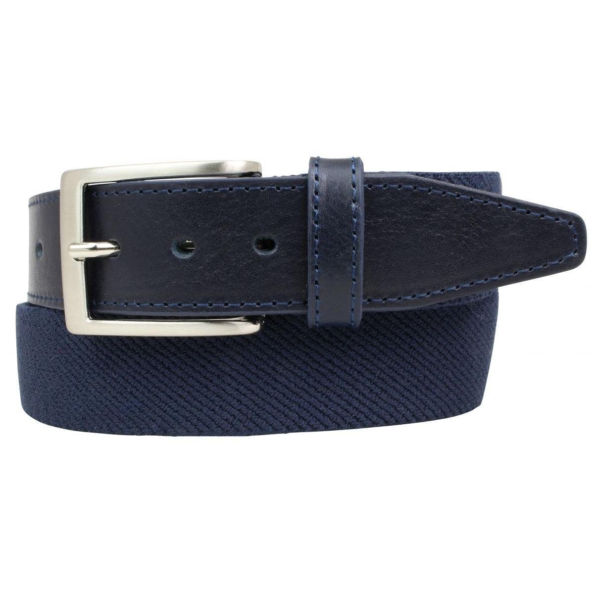 BELTINGER Ledergürtel Hochwertiger Stretch-Gürtel mit echtem Leder 3,5cm - Elastischer Gürte Marine