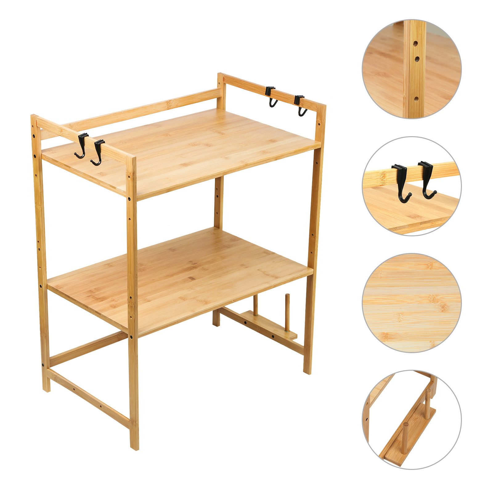 JEOBEST Küchenregal Mikrowellenständer mit 2 Etagen aus Bambus Mikrowelle R günstig online kaufen