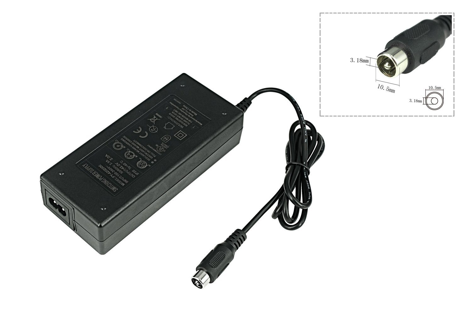 PowerSmart CAA111320E.502 Batterie-Ladegerät (48V für Elektrofahrräder  Fischer Proline-EVO ETD 1607, Proline-EVO ETH 1607)