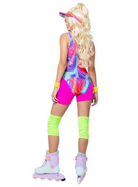 Roma Costumes Kostüm Neon Rollerblade Babe Kostüm, Dein heißer Neon-Sportdress für 80er Partys oder als ikonische Plast