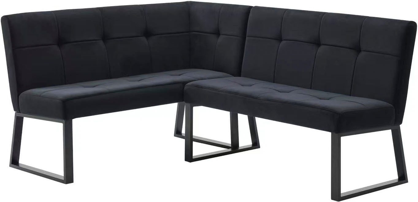 OTTO home Eckbank Geranie, Sitz -und Rücken gepolstert, Knopfheftung, zwei Bezugsstoffe, zwei Stofffarben, pulverbeschichtetes Metallgestell