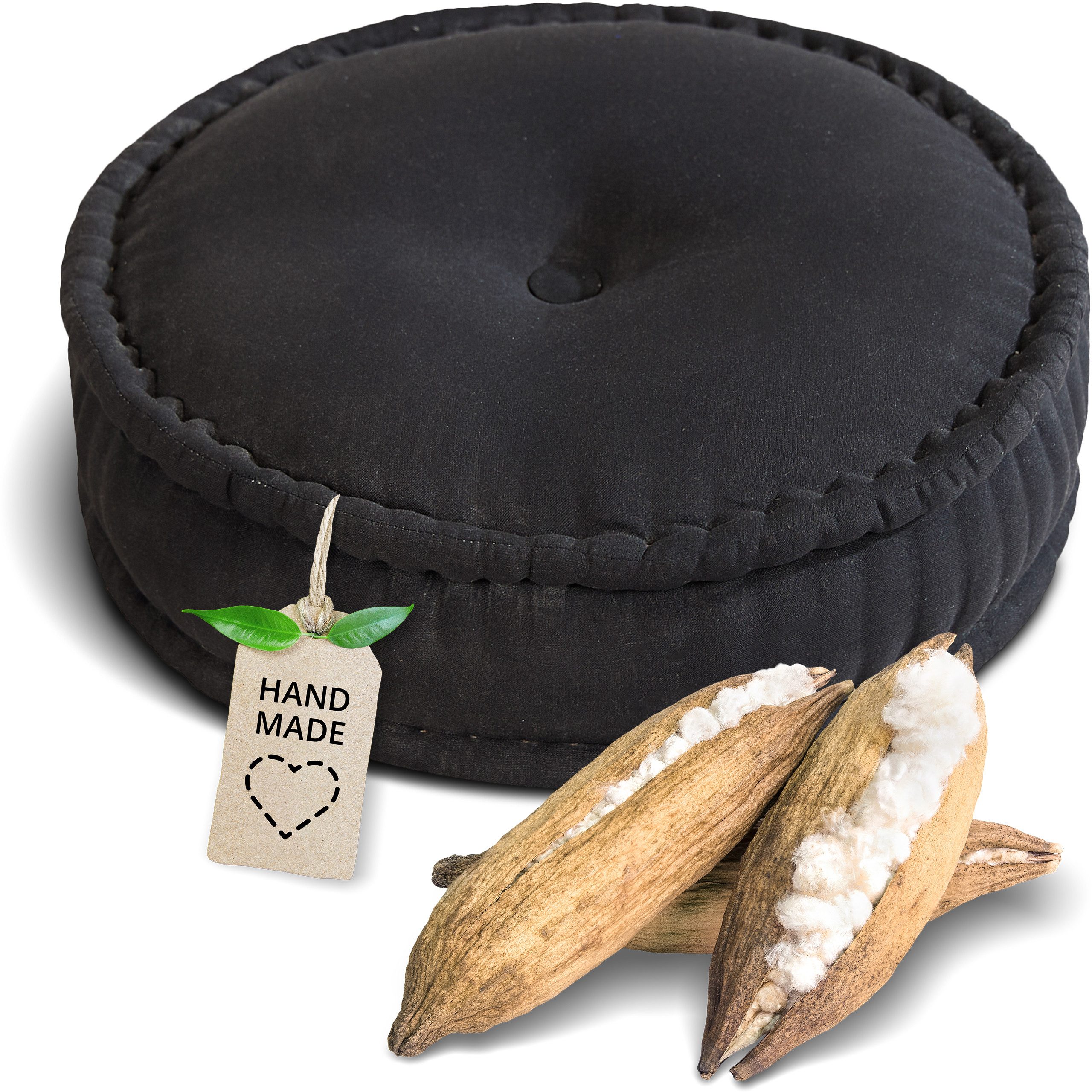 livasia Meditationskissen Zafukissen groß (Basic) vegan und handgefertigt, 46x14cm, Kapok
