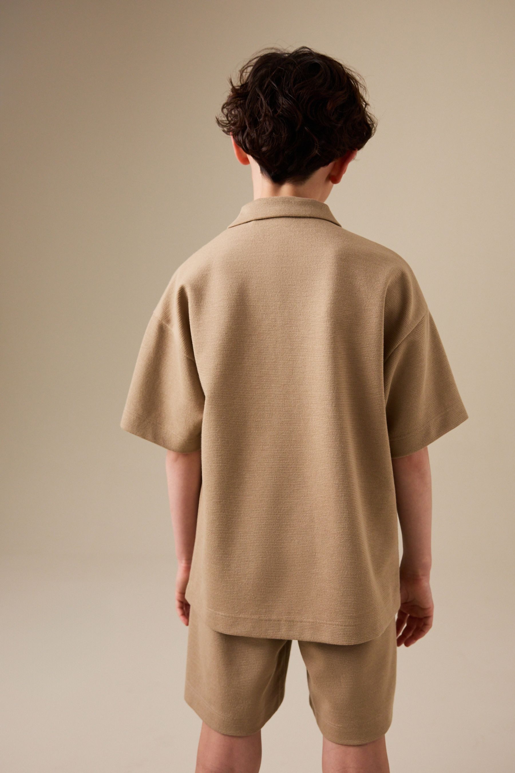 Next Shirt & Shorts Kurzärmeliges, strukturiertes Poloshirt + Shorts (2-tlg)