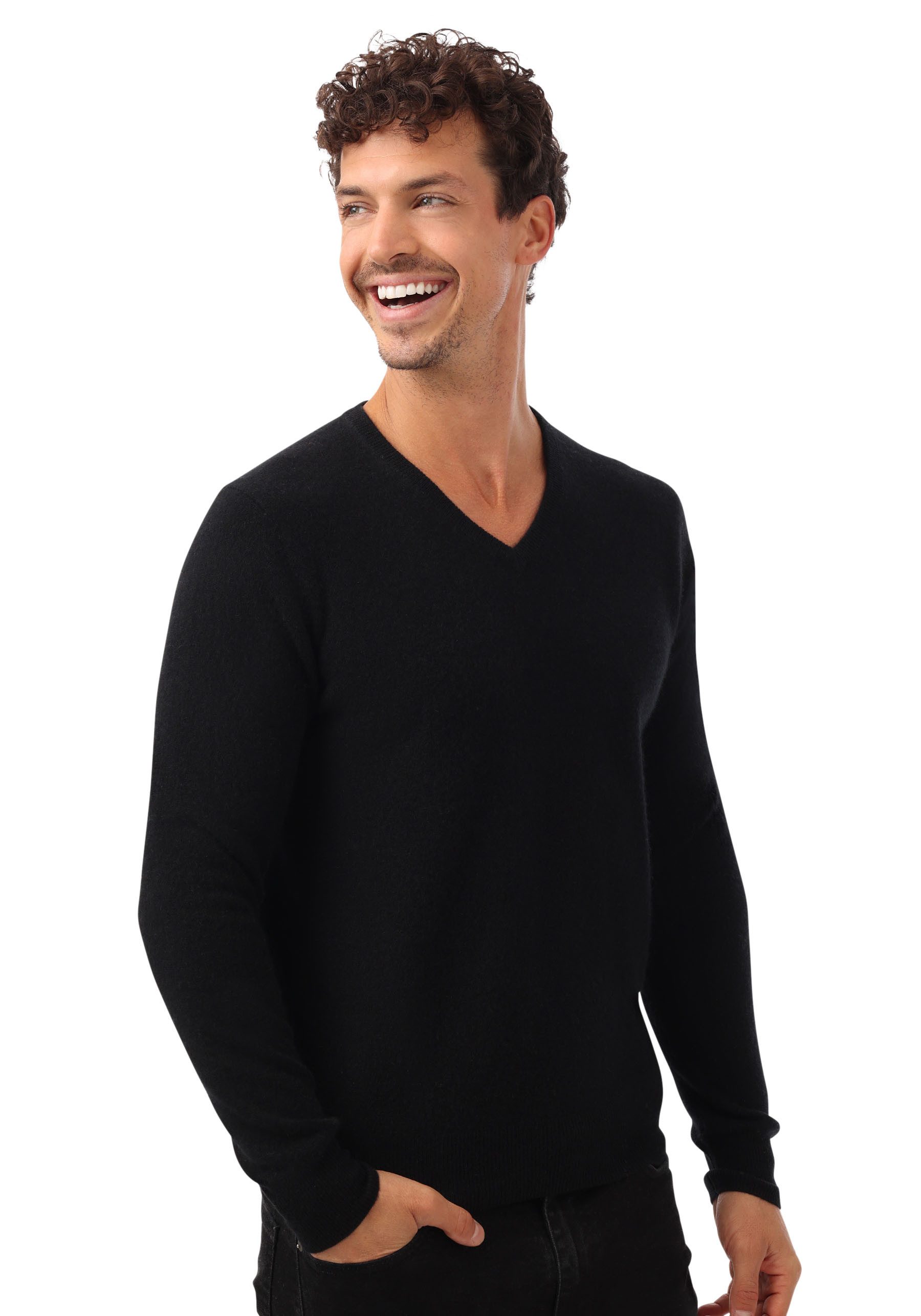 Zwillingsherz Kaschmirpullover mit V-Ausschnitt und elegantem günstig online kaufen