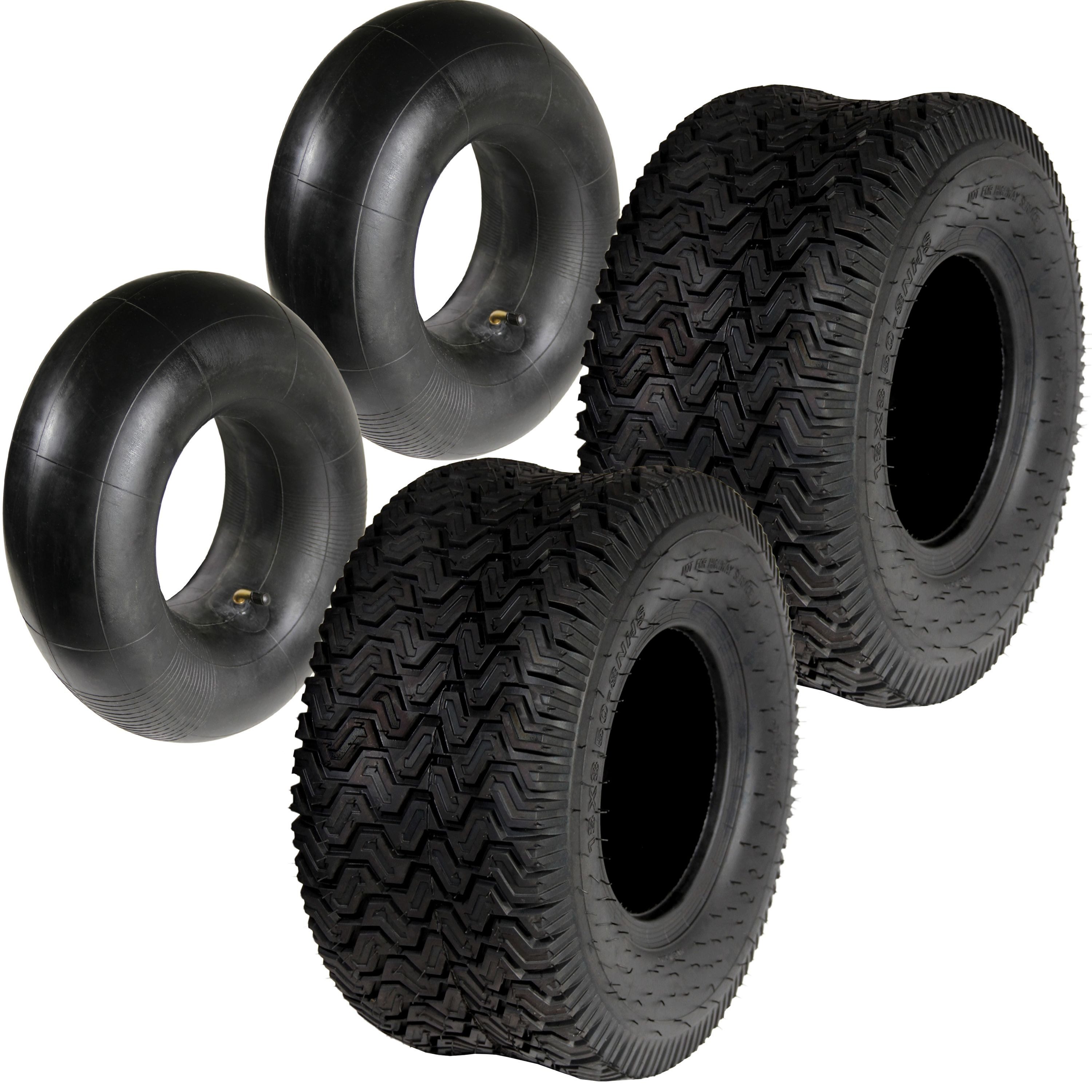 HELO24 Ersatzrad 2x Reifen inkl. Schlauch 18x8.50-8 Rasentraktor Reifendecke 4pr S2