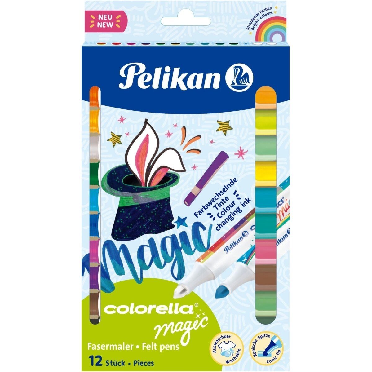 Pelikan Filzstift Fasermaler Colorella Magic 411/FS VE=10 Farben + 2 Zauberstifte