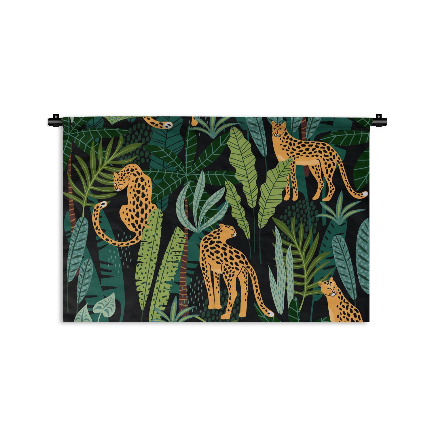 MuchoWow Wanddekoobjekt Dschungel - Panther - Muster - Jungen - Mädchen - Pflanzen, Wanddeko für Wohnzimmer, Schlafzimmer, Kleid, Wandbehang, Kinderzimmer