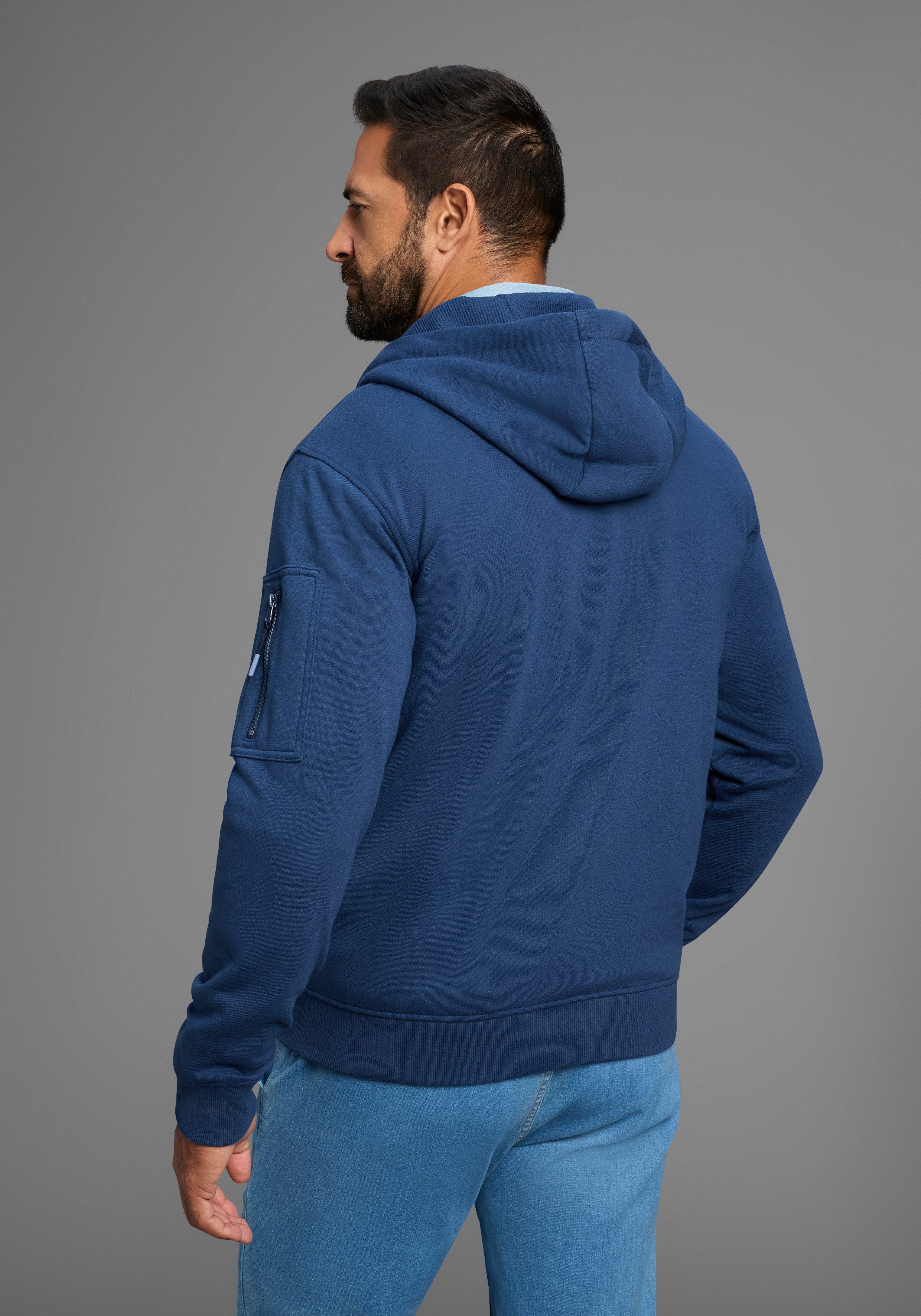 Man's World Kapuzensweatjacke Langarm, mit Print, mit Kapuze, Tasche am Ärmel – Bild 3 von 5