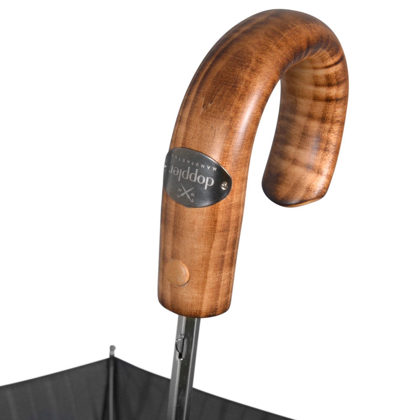 doppler MANUFAKTUR Taschenregenschirm großer Schirm mit Auf-Automatik und Echtholz-Griff, für Damen und Herren, handgefertigt, gestreift