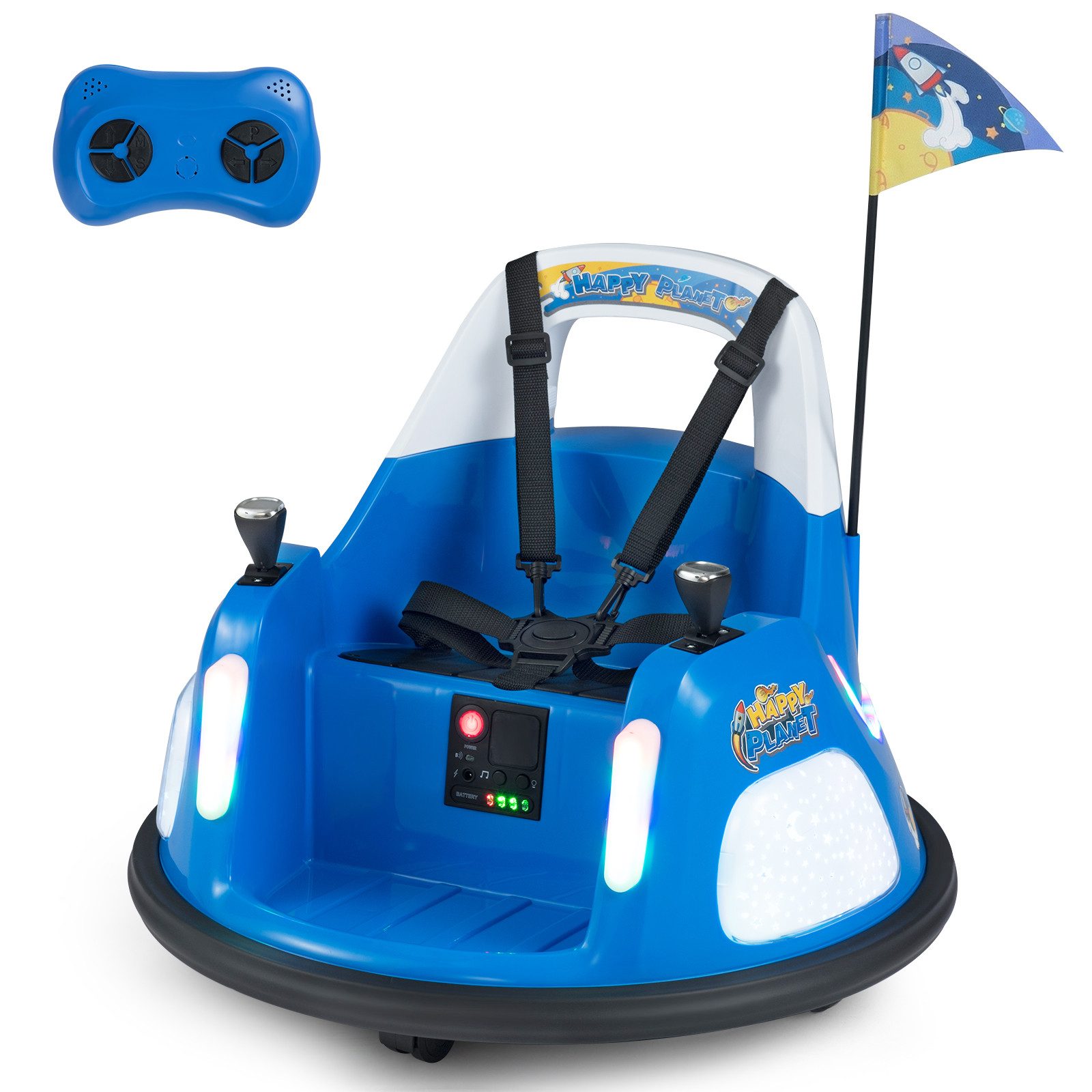 COSTWAY Elektro-Kinderauto, Belastbarkeit 25 kg, (1-tlg), 12V Autoscooter, 360° drehbar, Kinderauto mit Musik & Licht