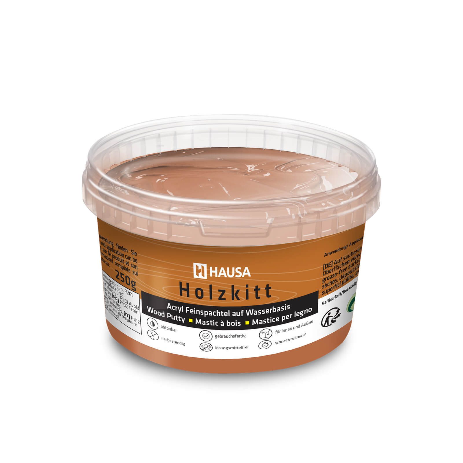 Hausa Holz-Reparaturset Holzkitt, 250g gebrauchsfertig ausgezeichnete Füllkraft rissbeständig, 1-St., Gramm Nussbaum Holzspachtelmasse Kitt für Holz, Holzspachtel/Füllmasse zum Reparieren