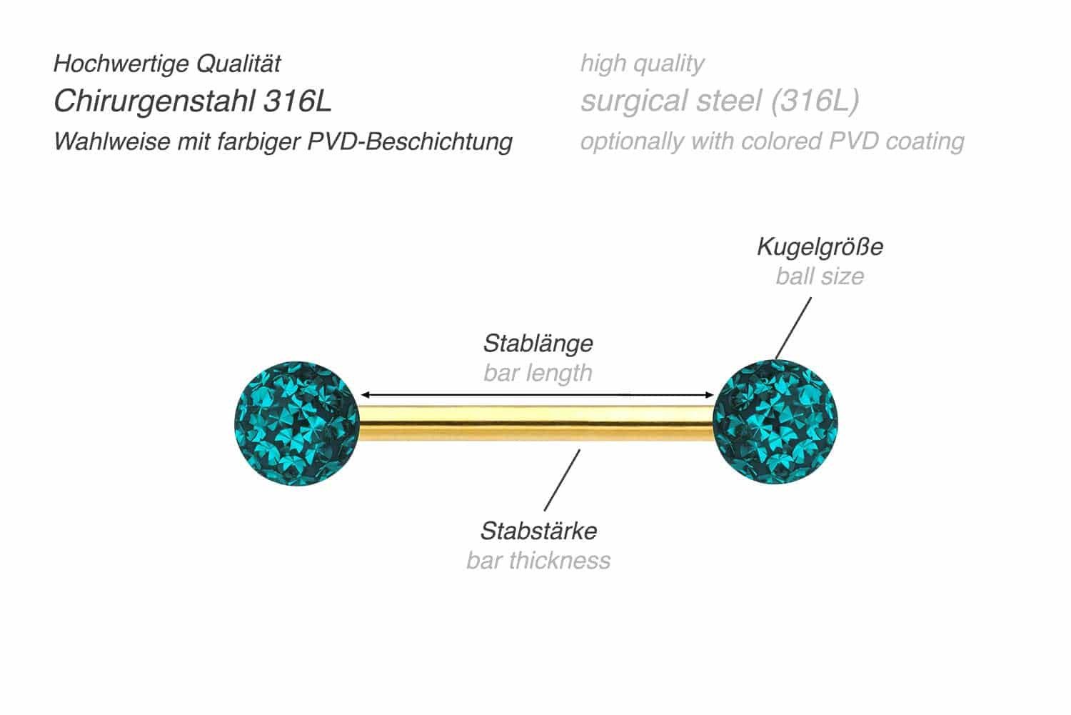PIERCINGLINE Brustwarzenpiercing Chirurgenstahl Barbell EPOXY-KUGELN (Barbe günstig online kaufen