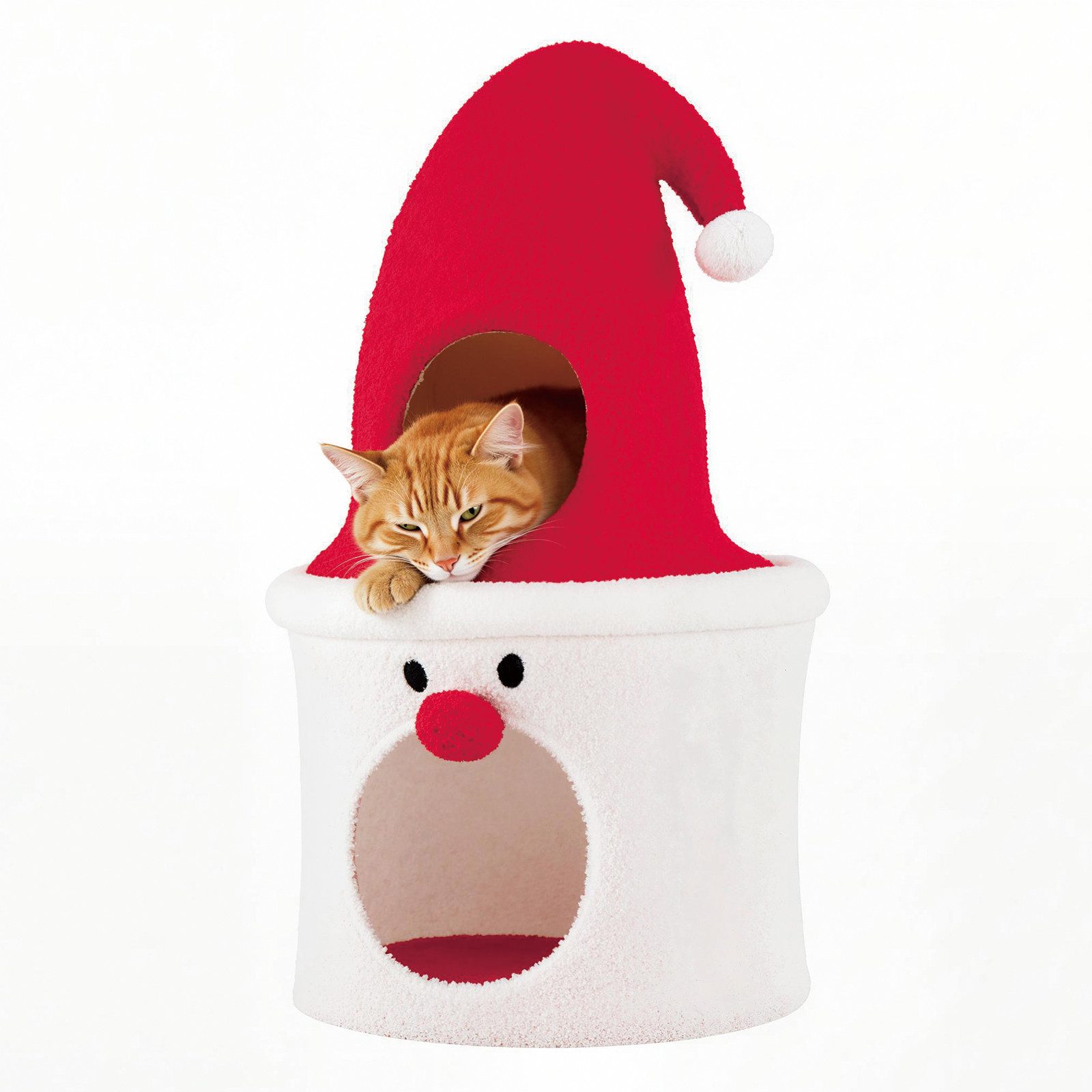 KOMFOTTEU Kratzbaum, Katzenhöhle mit weichem Plüschkissen, 75 cm