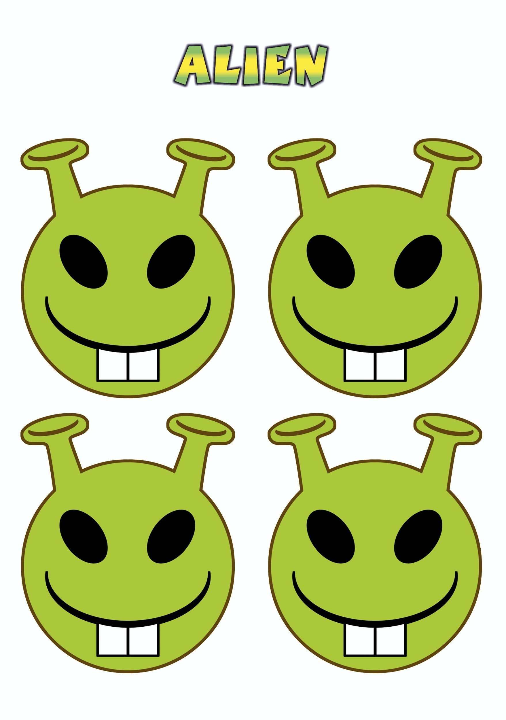 Aufkleber Aufkleber Smily Alien 4er-Set 150 x 105 mm