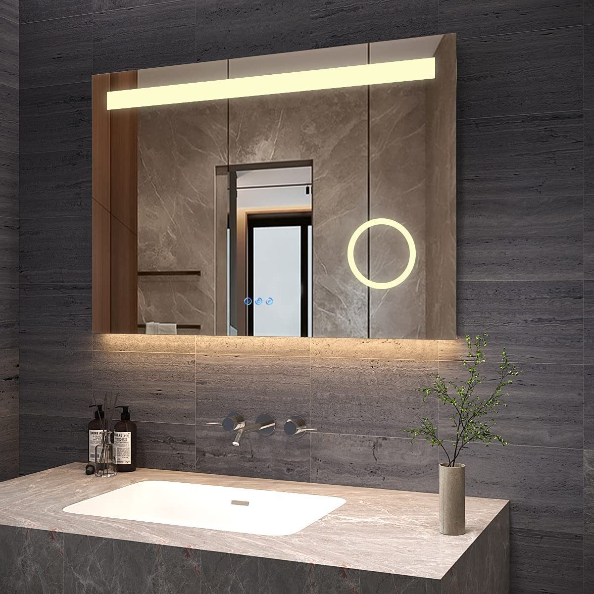 AQUABATOS LED-Lichtspiegel Badspiegel mit Beleuchtung Badezimmerspiegel 100 günstig online kaufen