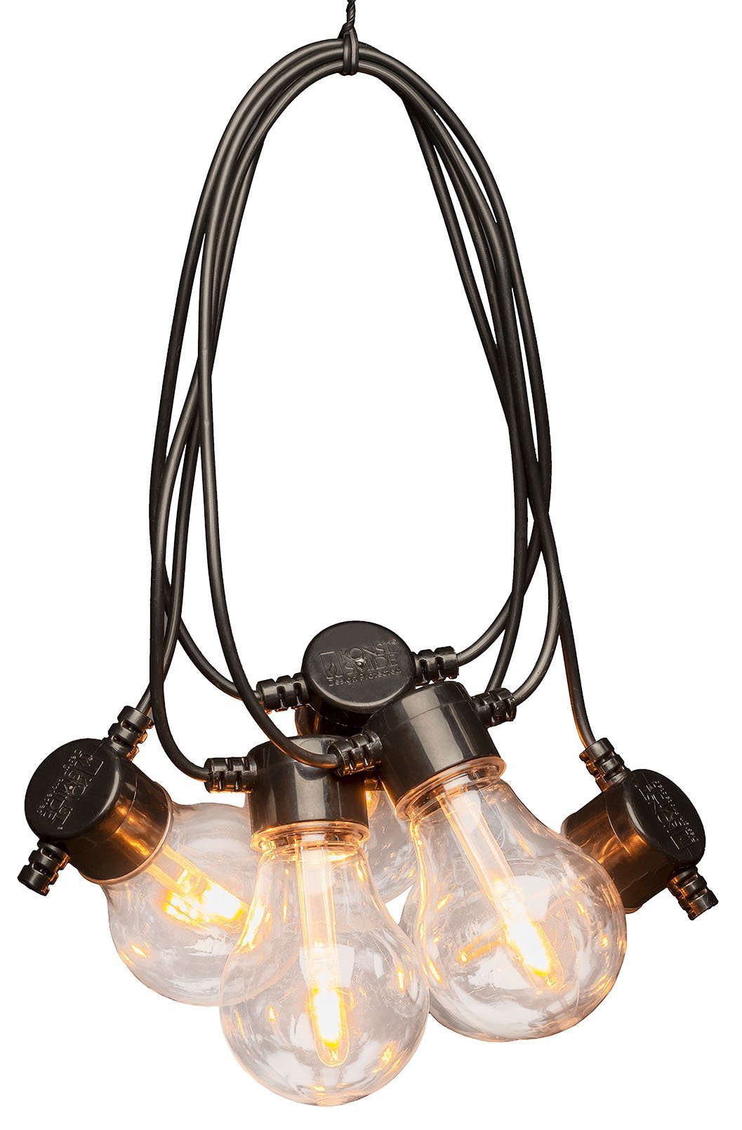 KONSTSMIDE LED-Lichterkette Weihnachtsdeko aussen, 20-flammig, LED Biergartenkette, klar, mit Dimmer, 10 klare Birnen / 20 Dioden