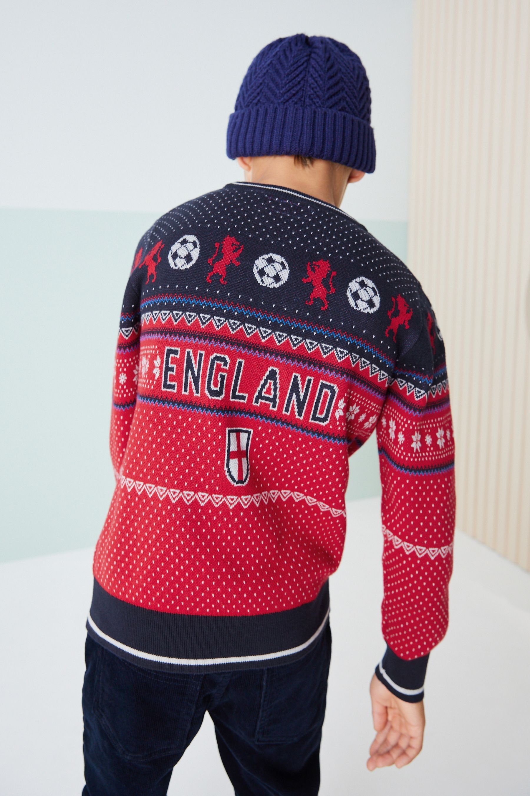 Strickpullover Englischer Next Fußball (1-tlg) Weihnachts-Pullover