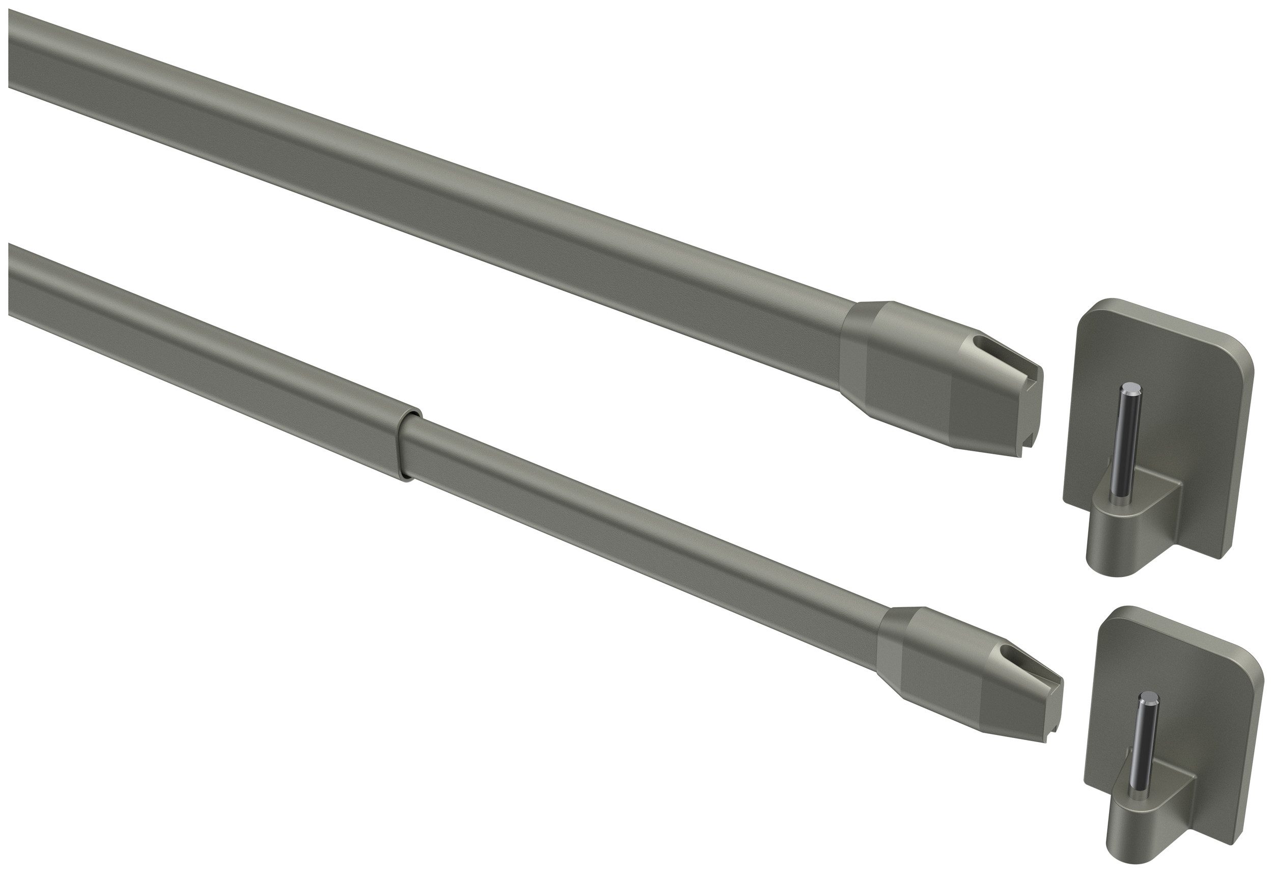 INTERDECO Vitragestange Geno, ausziehbar, Fensterflügel-Montage, Metall, Silbergrau, 2 Stk / Packung, 10/8