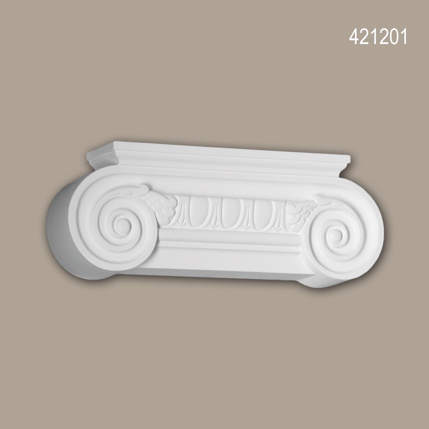 1 Fassadenelement, Außenstuck, Stil: Ionisch Profhome Pilaster, vorgrundiert, Fassadendekoration, Kapitell, Wanddekor), Wanddekoobjekt für St., (Pilaster weiß, 421201