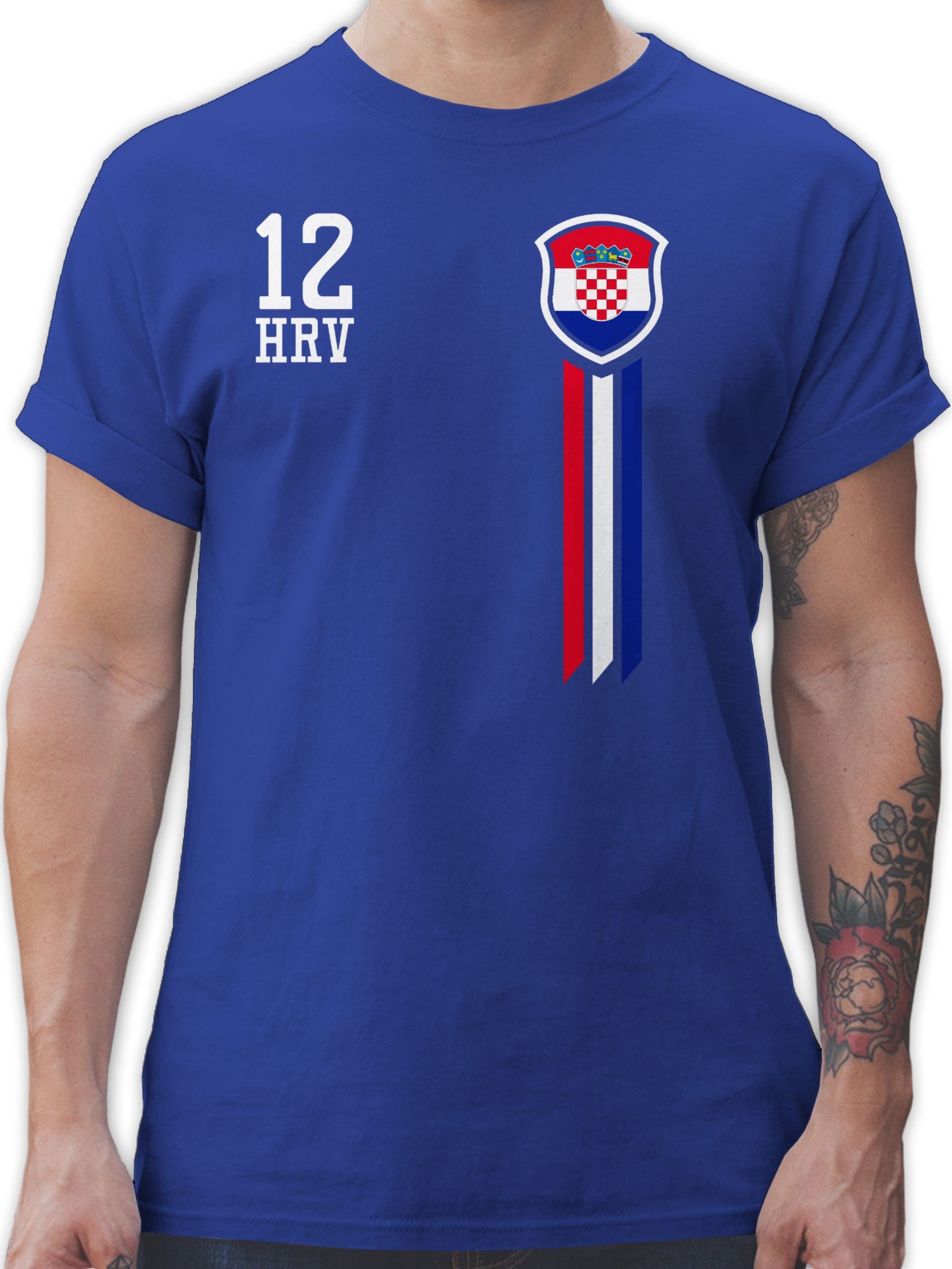 Shirtracer T-Shirt 12. Mann Kroatien Fan-Shirt Fussball EM 2024 2 Royalblau