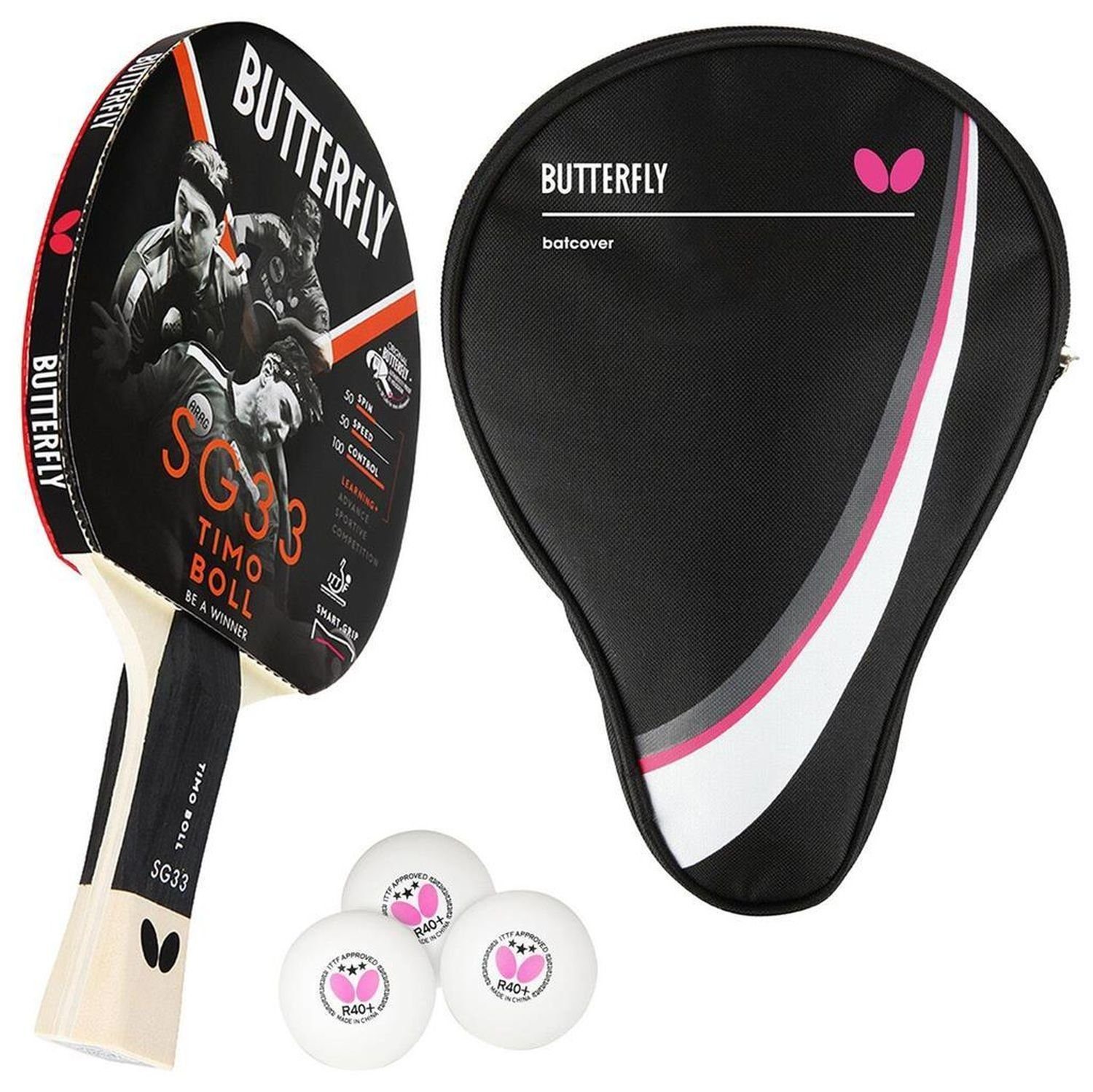 Tischtennisschläger 1x Timo Boll SG33 + Drive Case 1 + Bälle