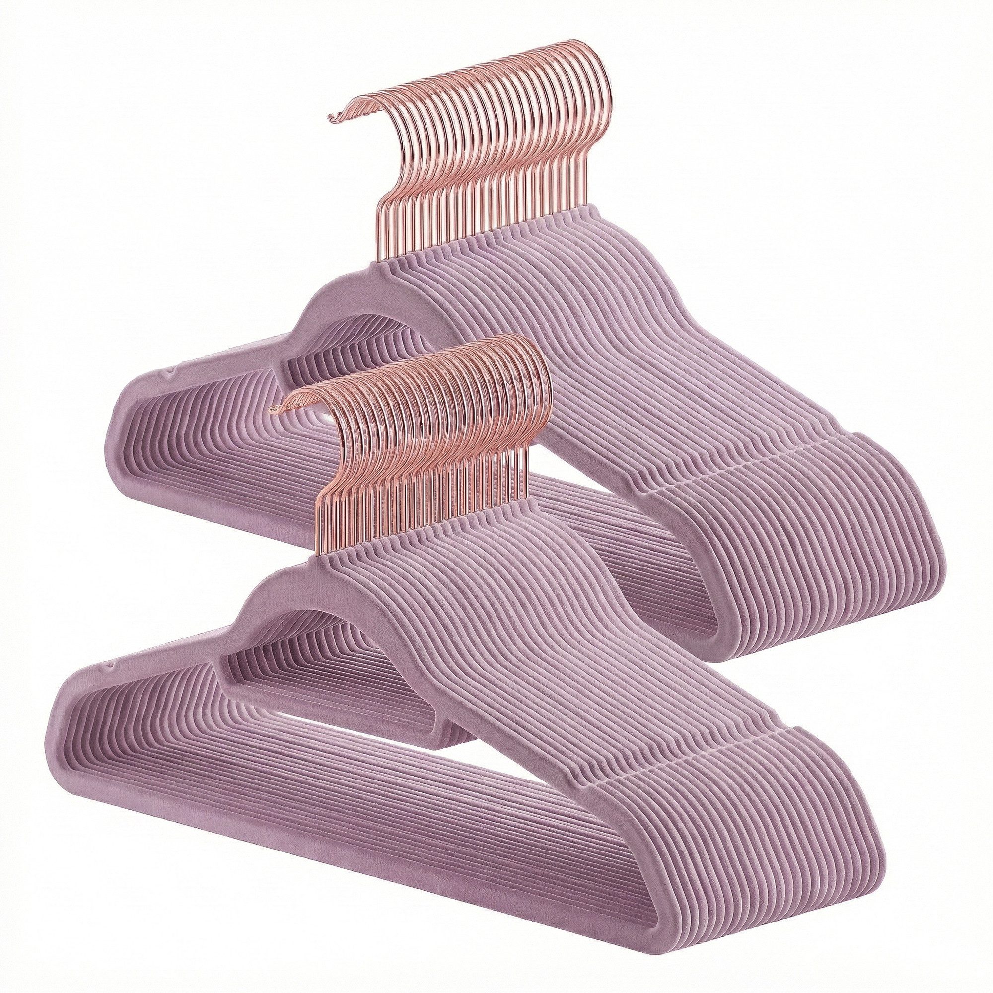 SONGMICS Kleiderbügel 20/50er Set rutschfest, (50-tlg), 0,6 cm dick, 360° drehbarer Haken, kleine Stange für Krawatten, Bügel