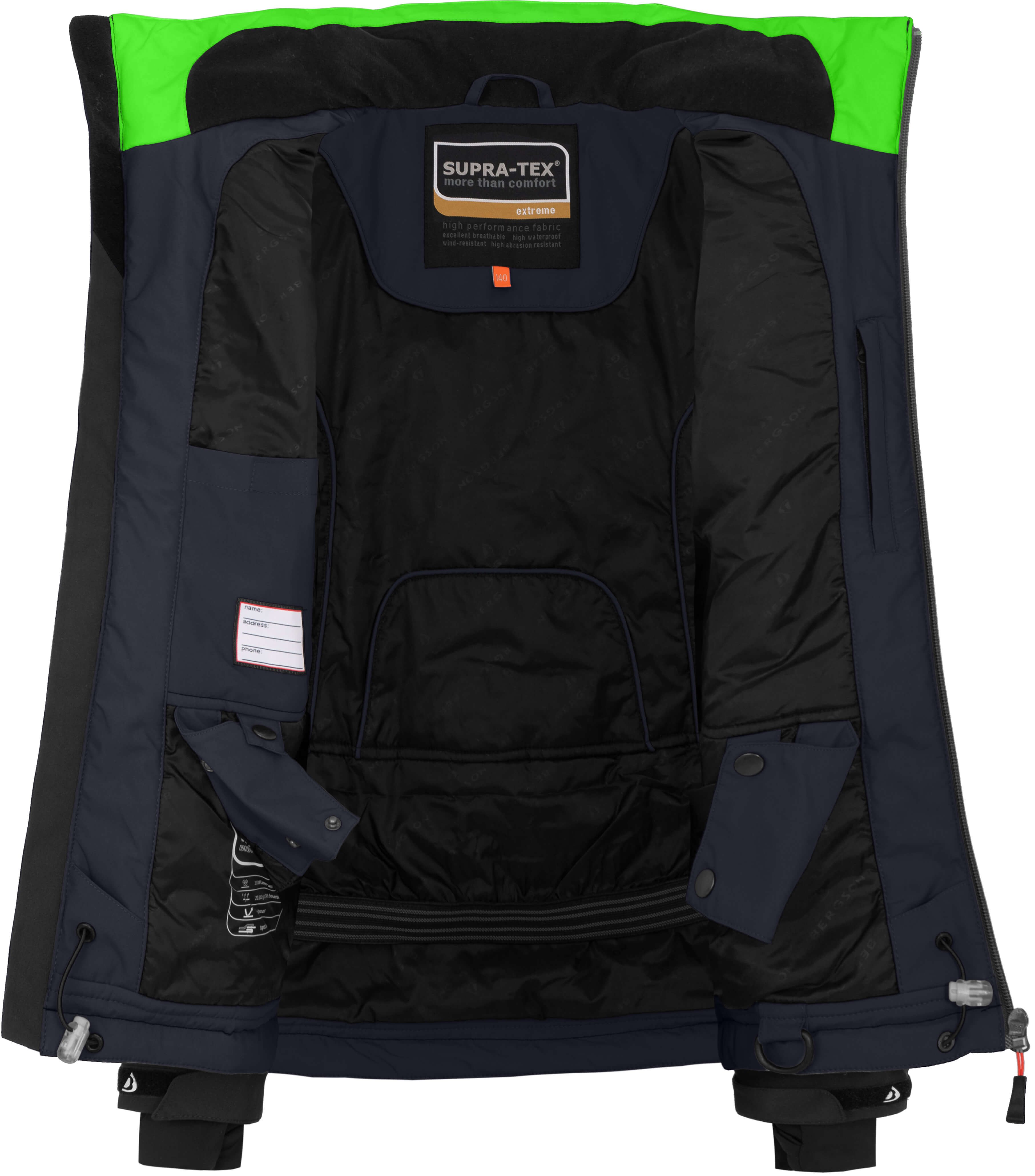 Bergson Skijacke VEIKO Kinder Skijacke, warm, funktional und stylisch, Normalgrößen, Nacht b
