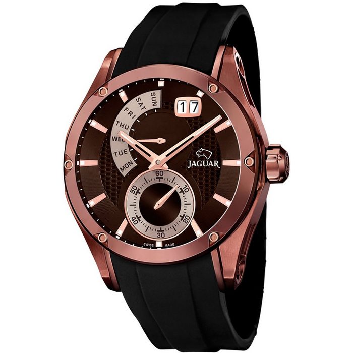 JAGUAR Quarzuhr Jaguar Herren Uhr Fashion J680/1 PUR (Armbanduhr) Herren Armbanduhr rund PURarmband schwarz Fashion