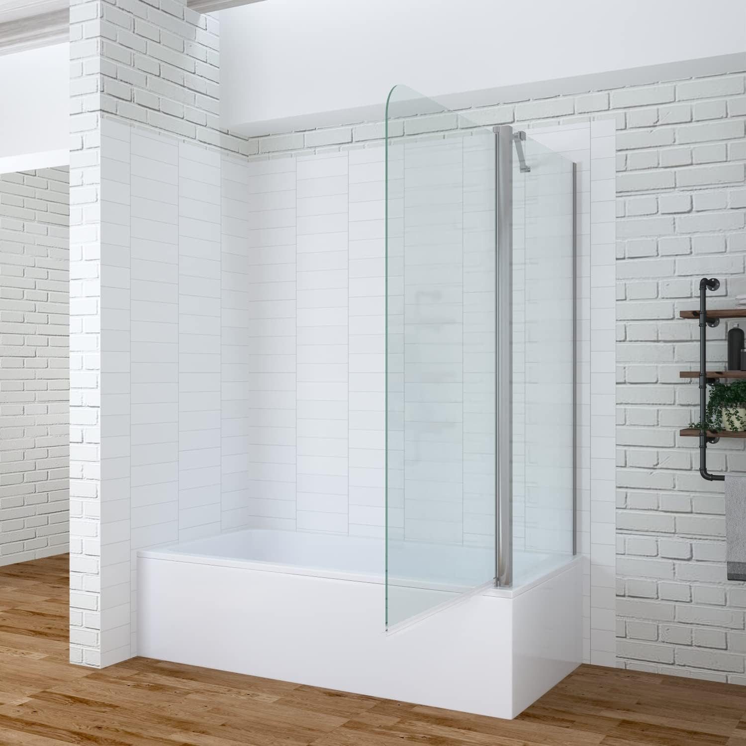 AQUABATOS Badewannenaufsatz Duschtrennwand Duschabtrennung Spritzschutzwand für Badewanne, 5mm ESG, Duschwand für Badewanne mit Seitenwand,Glaswand mit Nano Beschichtung
