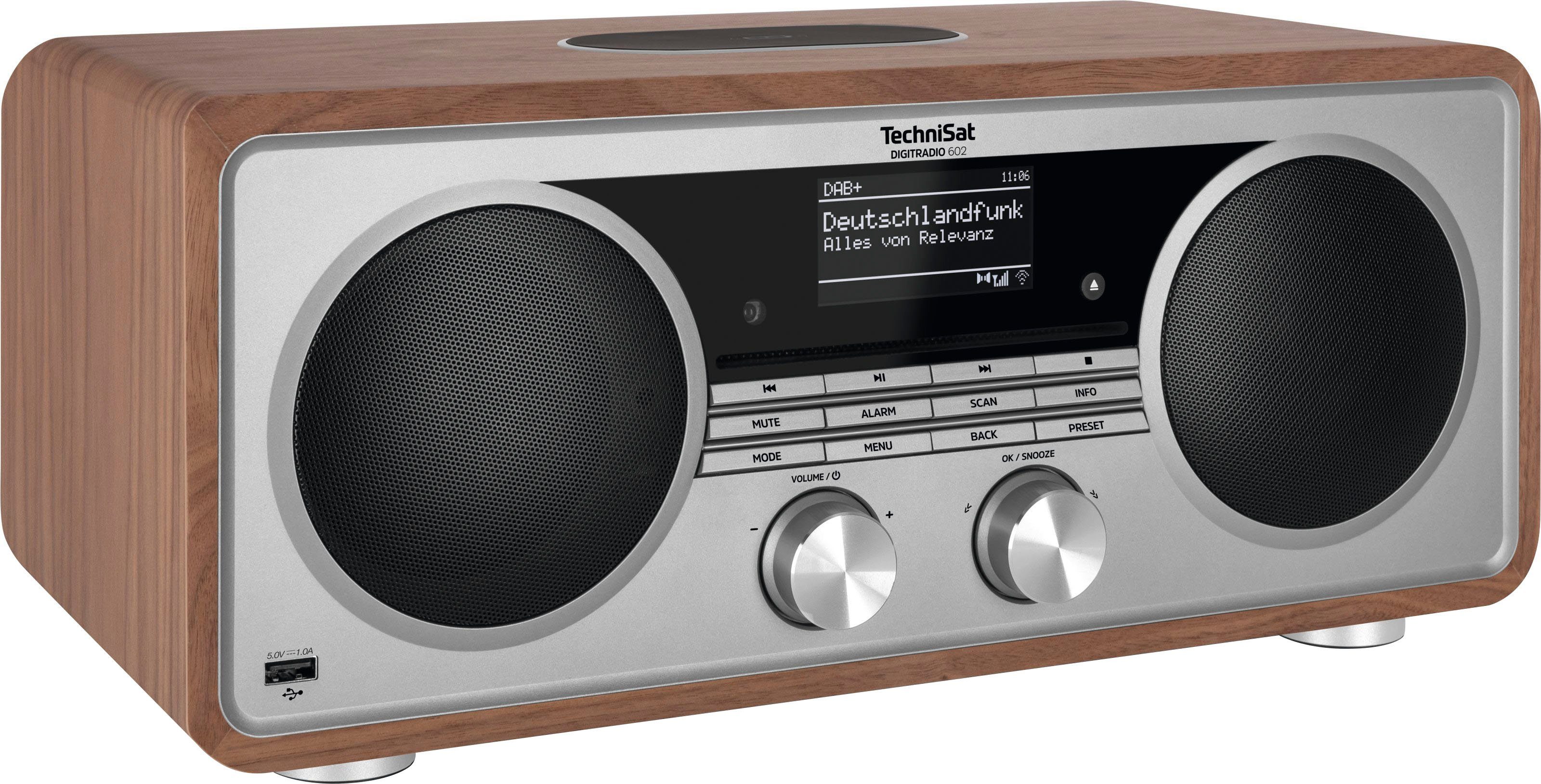 Stereoanlage, 602 70 Nussbaum/Silber UKW TechniSat W, mit Internet-Radio (Digitalradio CD-Player) RDS, (DAB), DIGITRADIO