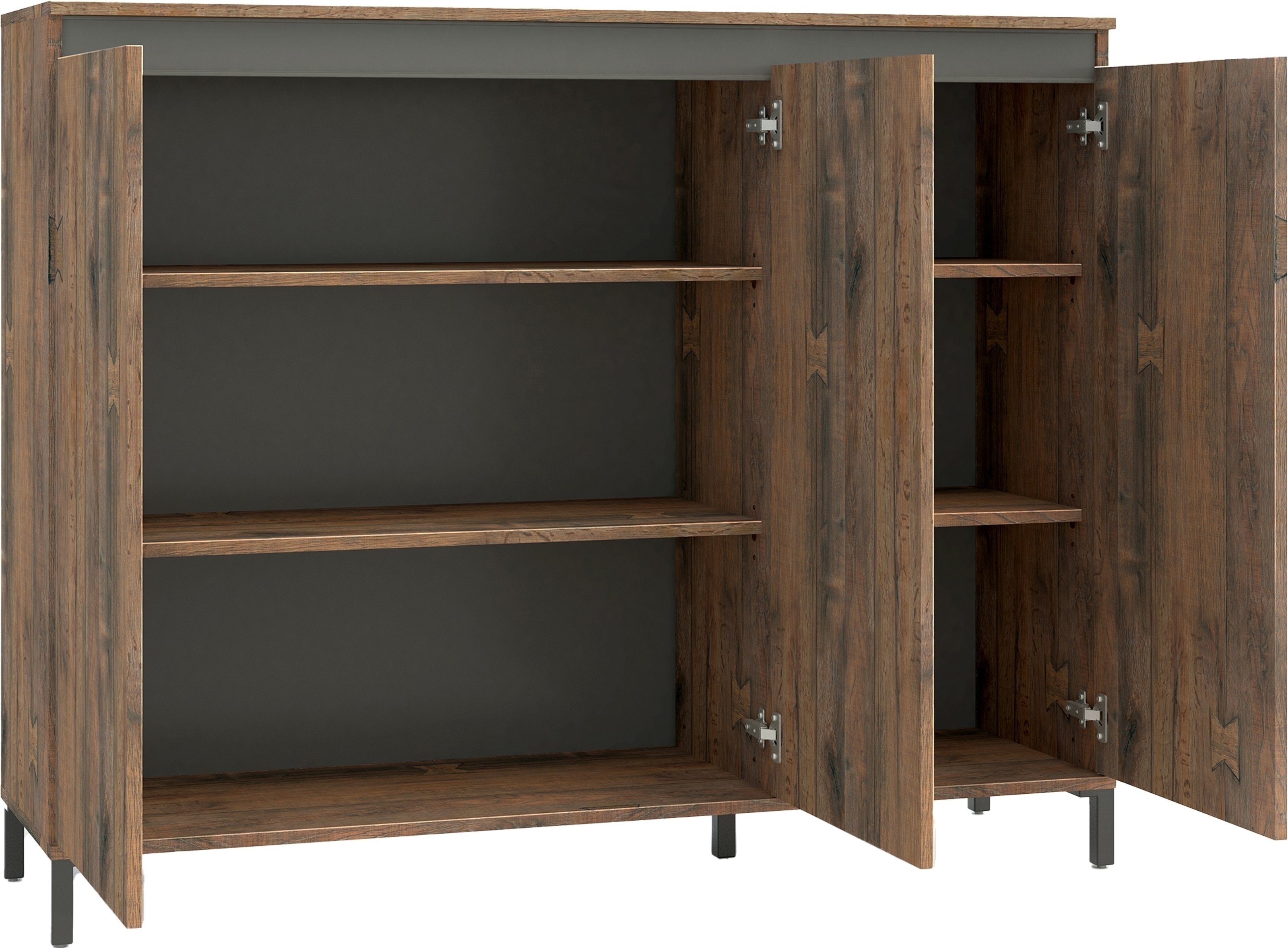 freiraum Highboard GENIO industrial, in Eiche, Holzwerkstoff - 138x110x40cm günstig online kaufen