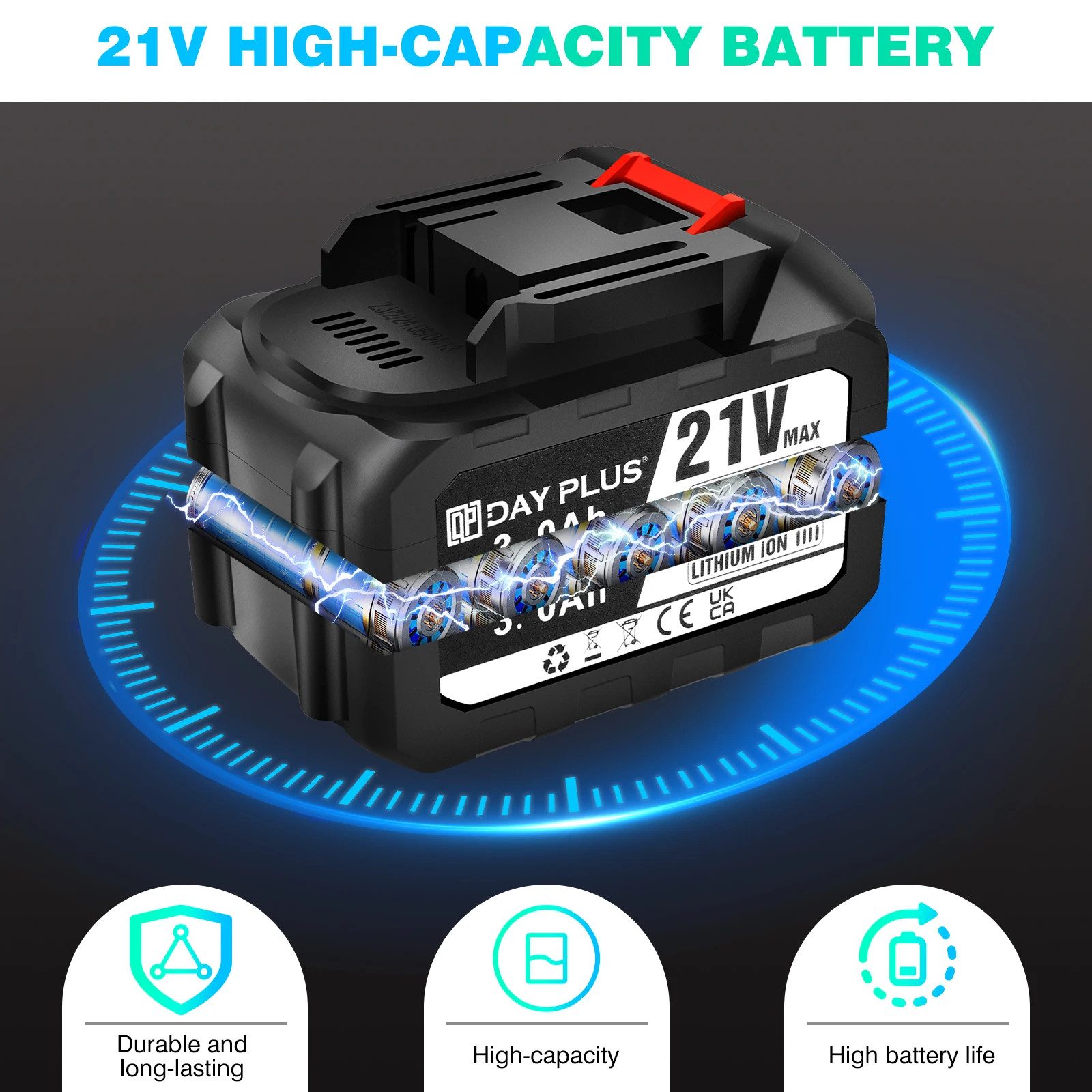 Athlix Bodenstaubsauger 3-in-1 Akku-Staubsauger Handstaubsauger Kabellos Beutellos, 380 W, Beutellos, 65 Min. Laufzeit, 30.000 PA, 380W, 3 Aufsätze