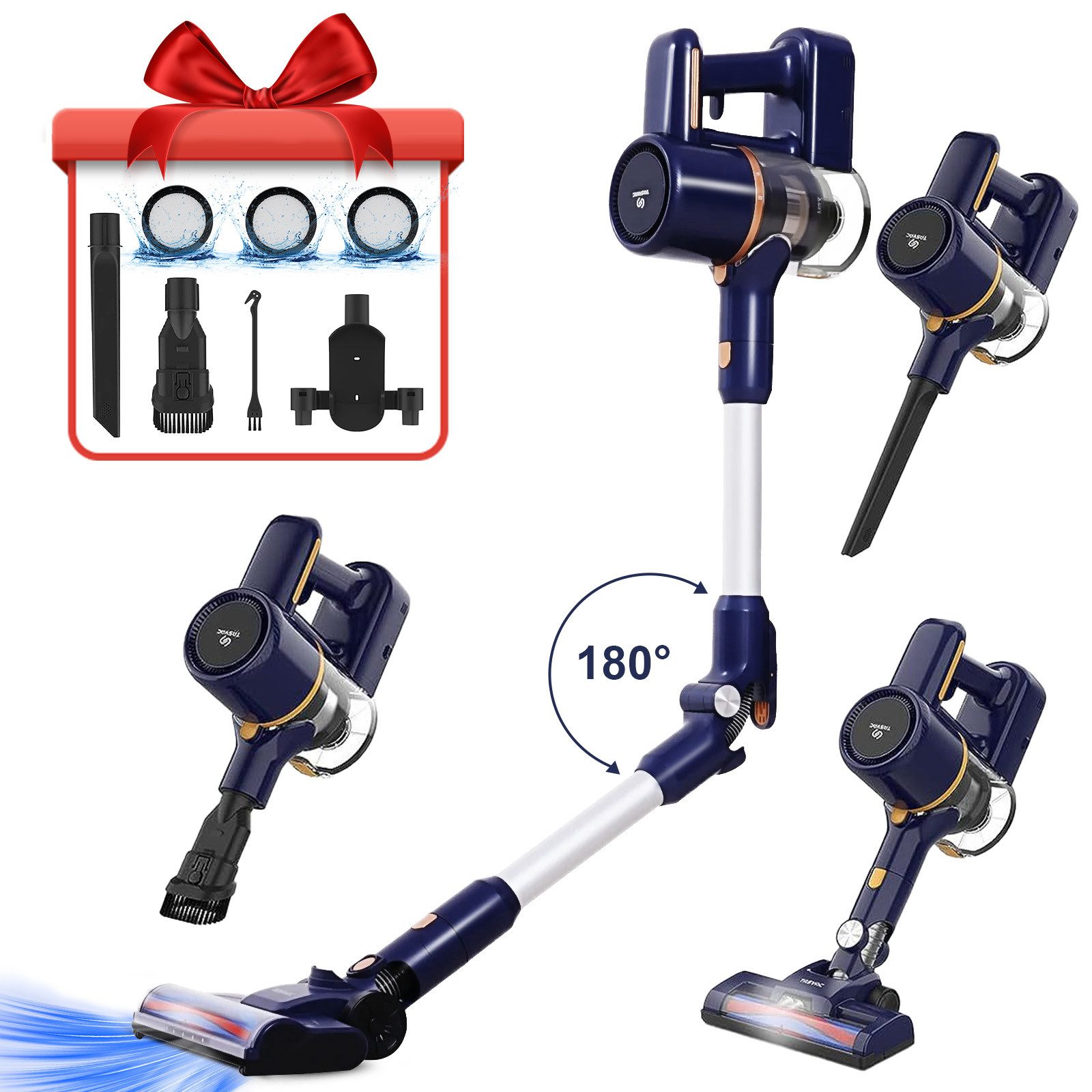 INSE Akku-Hand-und Stielstaubsauger Akku Staubsauger, Akkustaubsauger, Kabelloser Staubsauger,  Akku Staubsauger, Staubsauger, 35KPa, 60 Minuten, 1.2 L