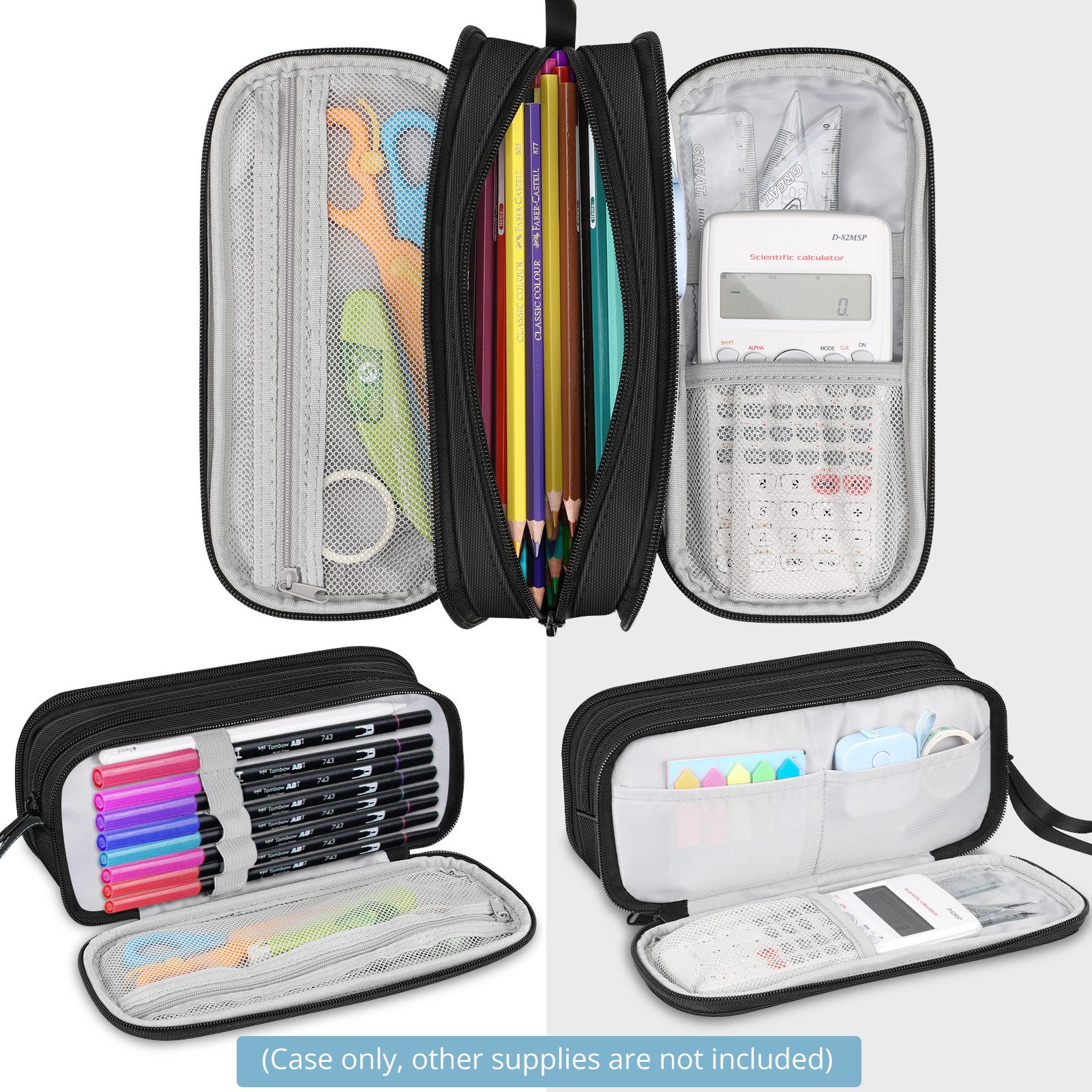 Fintie Federmäppchen Federtasche - Große Kapazität Mäppchen mit 3 Fächern Stiftetasche, Schlamperbox Bleistifttasche Schulmäppchen für Schule & Büro – Bild 3 von 5