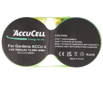 AccuCell 3000mAh Gardena ACCU4 Akku passend für Gardena 4,8 Volt, 6,3 und 4,8m Akku 2500 mAh (4,8 V)