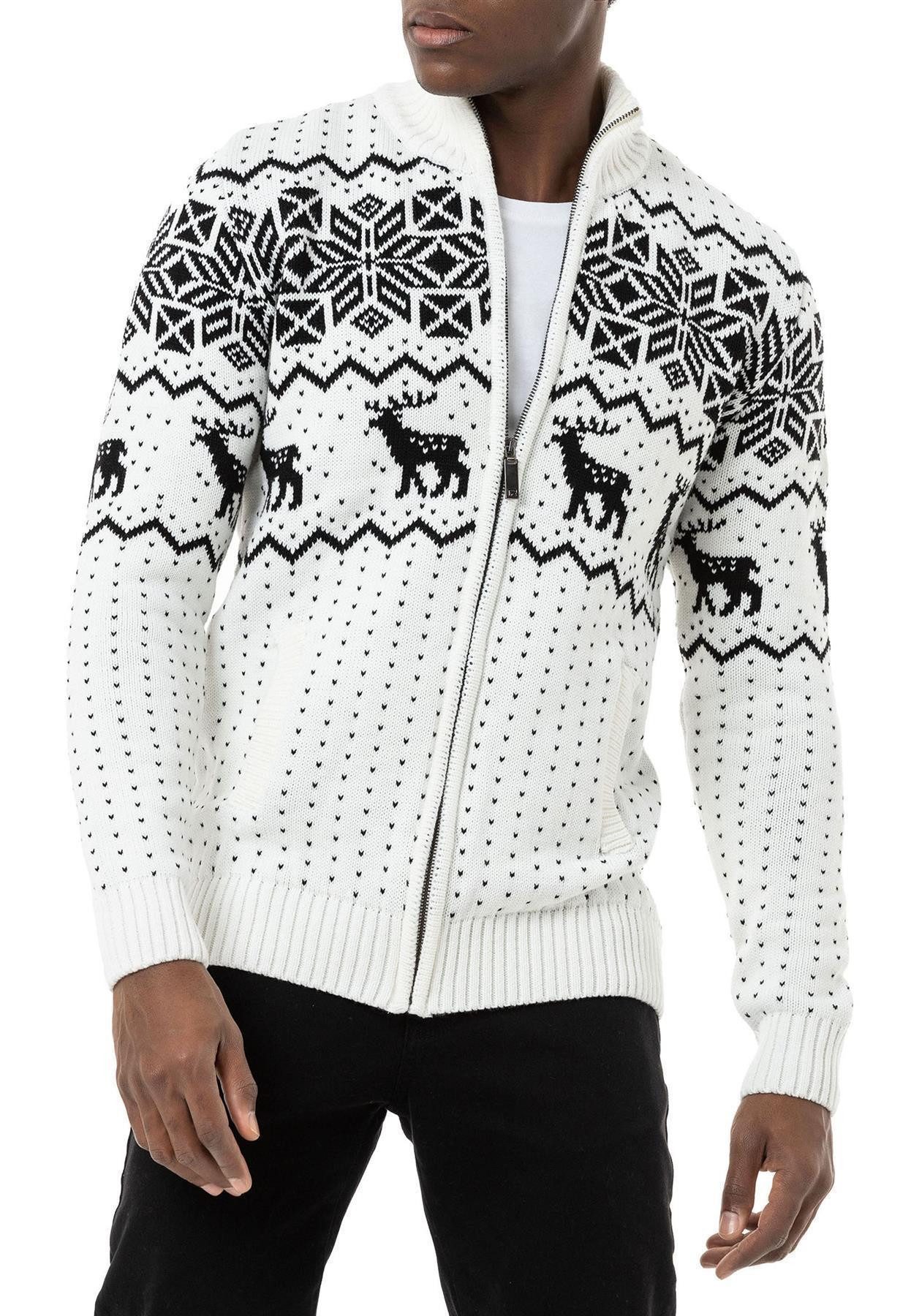 RedBridge Strickjacke Norweger Slim-Fit Plaid Rentier High Quality günstig online kaufen