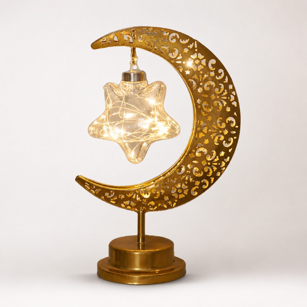 Diyarts Nachttischlampe Stern, LED-Glühbirne, Warmweiß, Langlebiges Metall, flackerfreies Licht, warmweiß, kabellos.