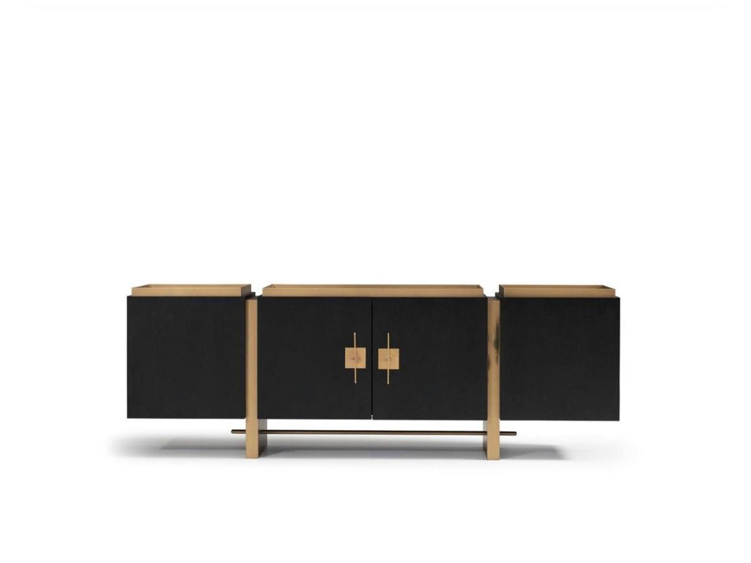 JVmoebel Sideboard Schwarz Sideboard Schrank Kommode Holz Modern Design Gold (1 St., Sideboard), Made in Europa